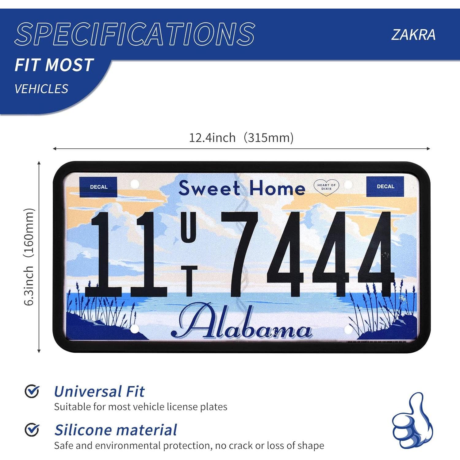Marcos de Placas de Licencia ZAKRA Silicona Premium 2 Pzas