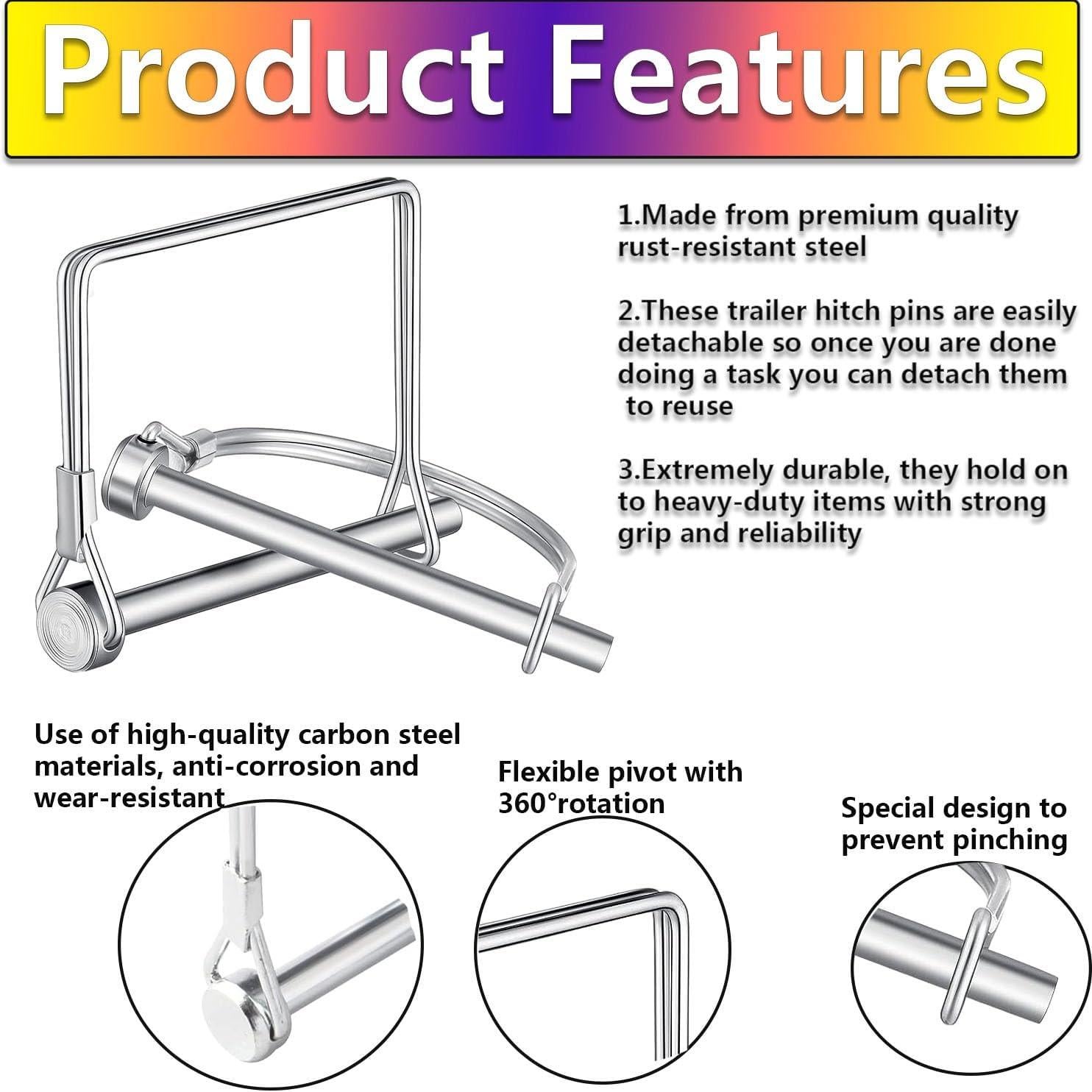 Pines de bloqueo Hincell 10pcs 6.3mm Galvanizados para Remolque