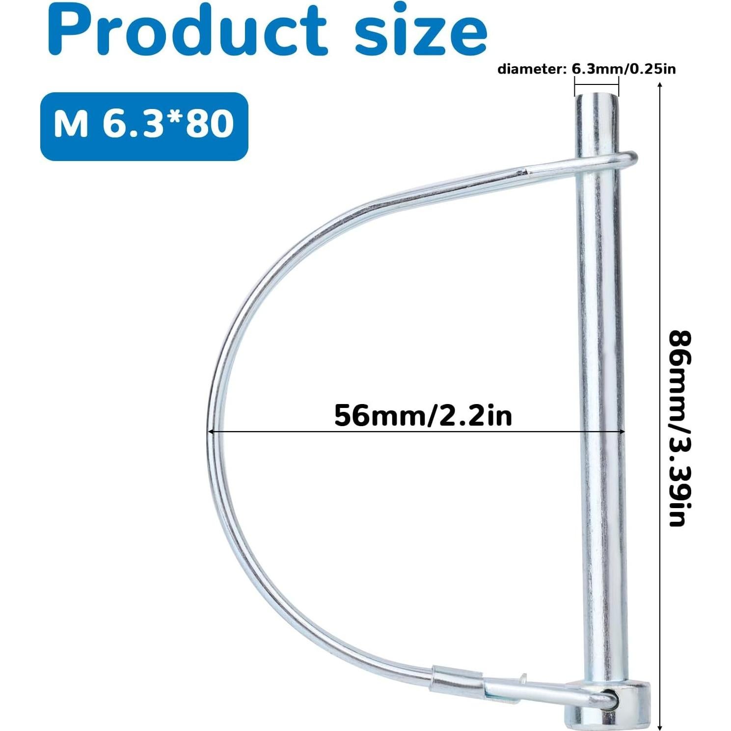 Pasador de Enganche de Remolque BOXOB 2 Pcs Acero 86mm