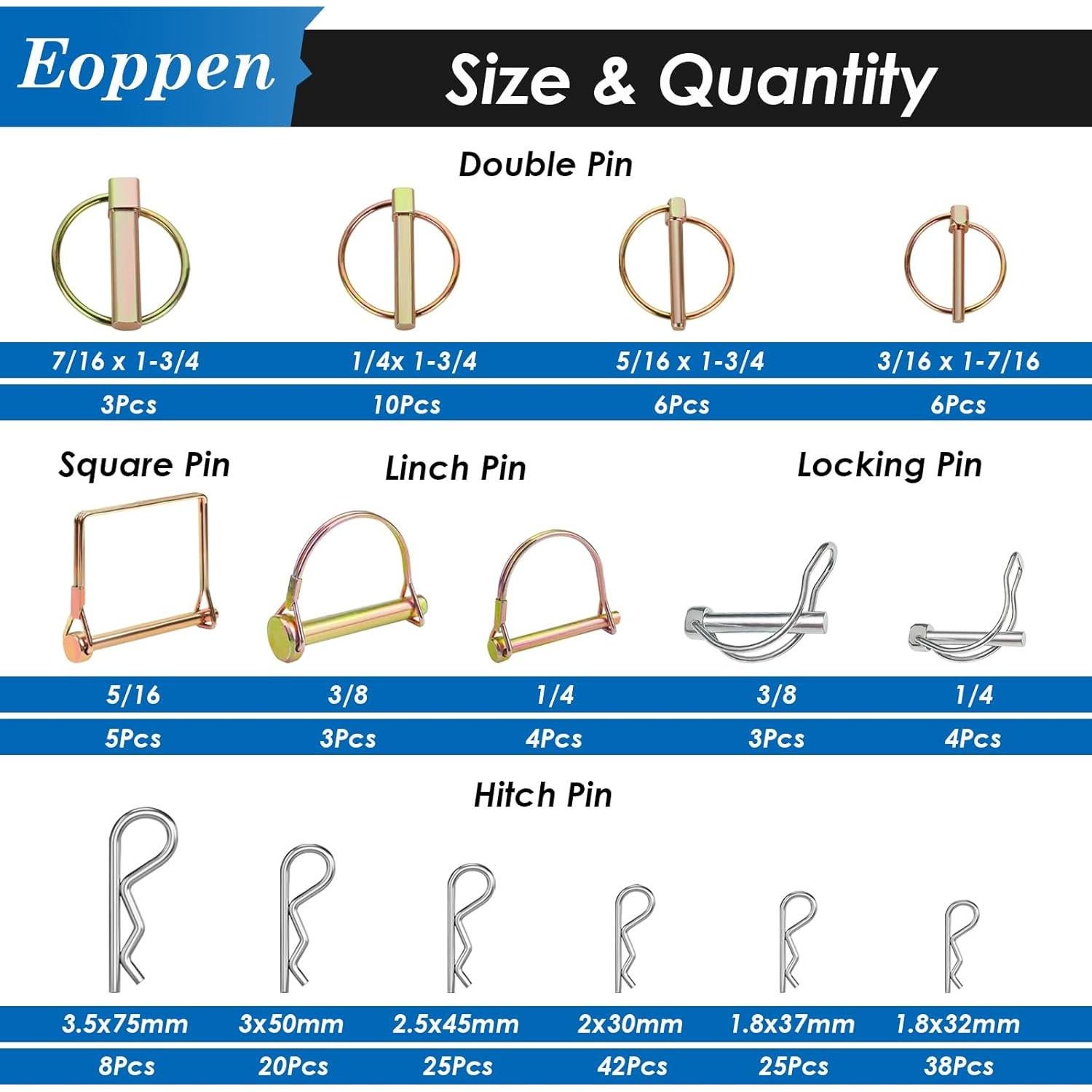 Kit de Clips de Pasador de Enganche Eoppen 202 Piezas Alta Resistencia