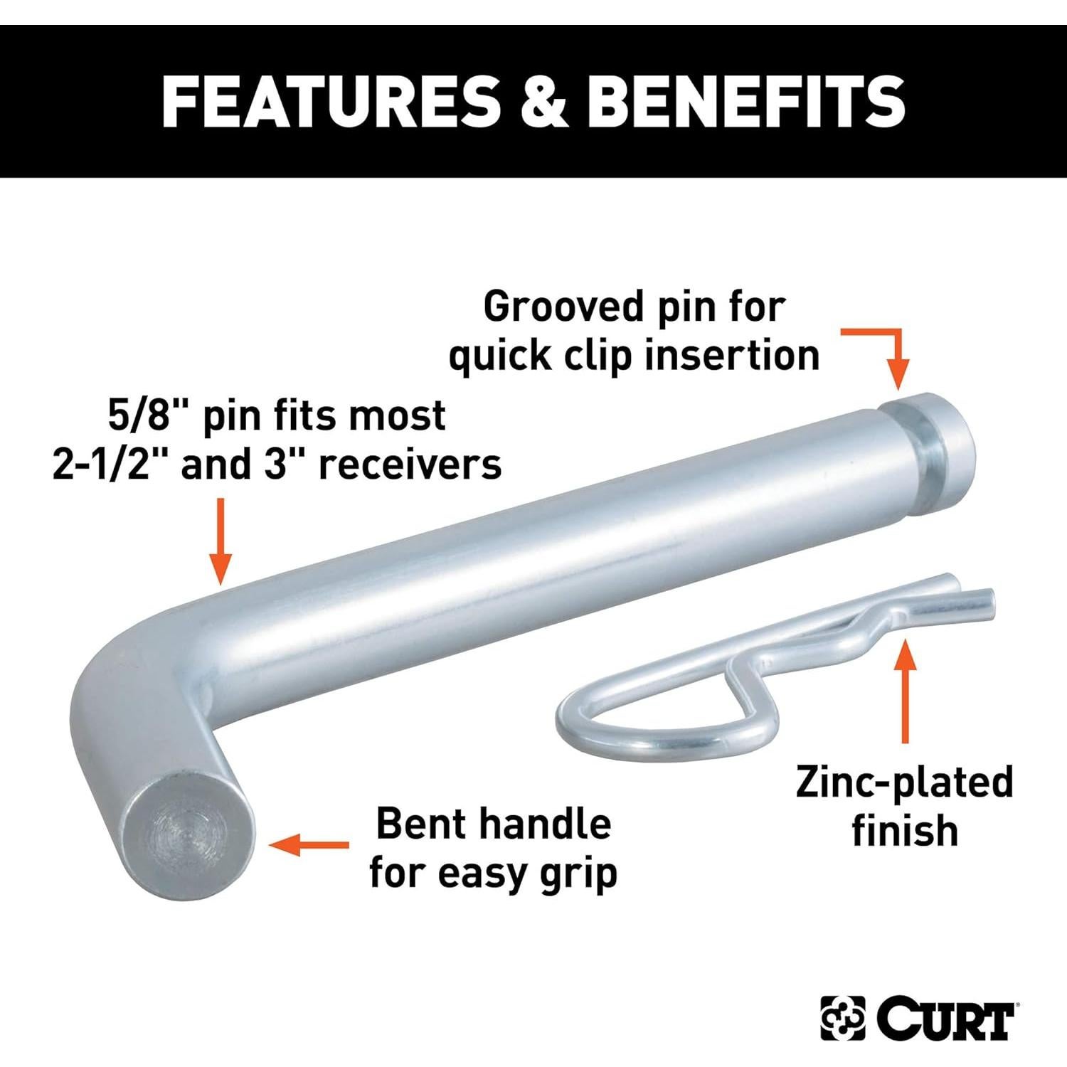 Pasador de Enganche CURT 21506 HD 5/8" para Remolque 9536 kg