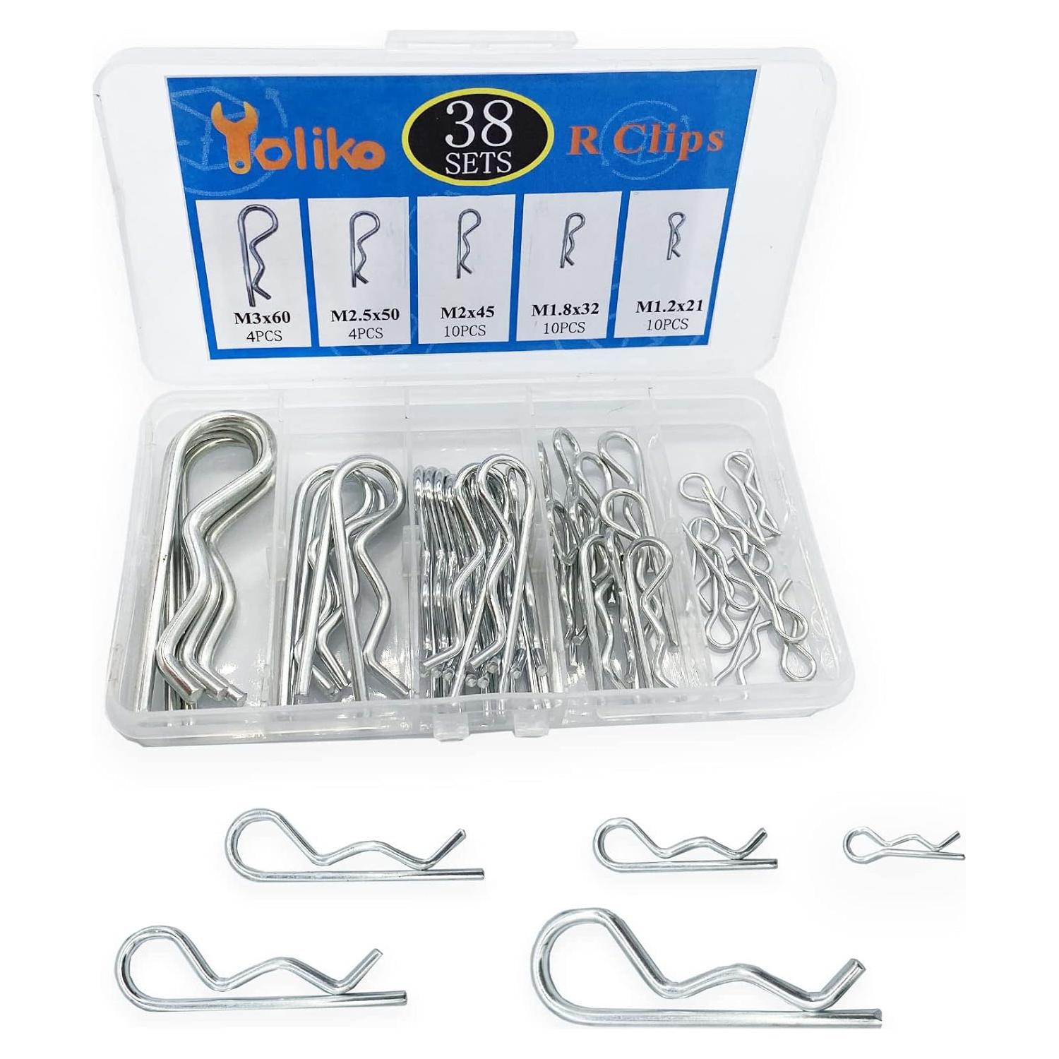 Juego de 38 Pasadores de Retención R Clips Yoliko - 5 Tamaños