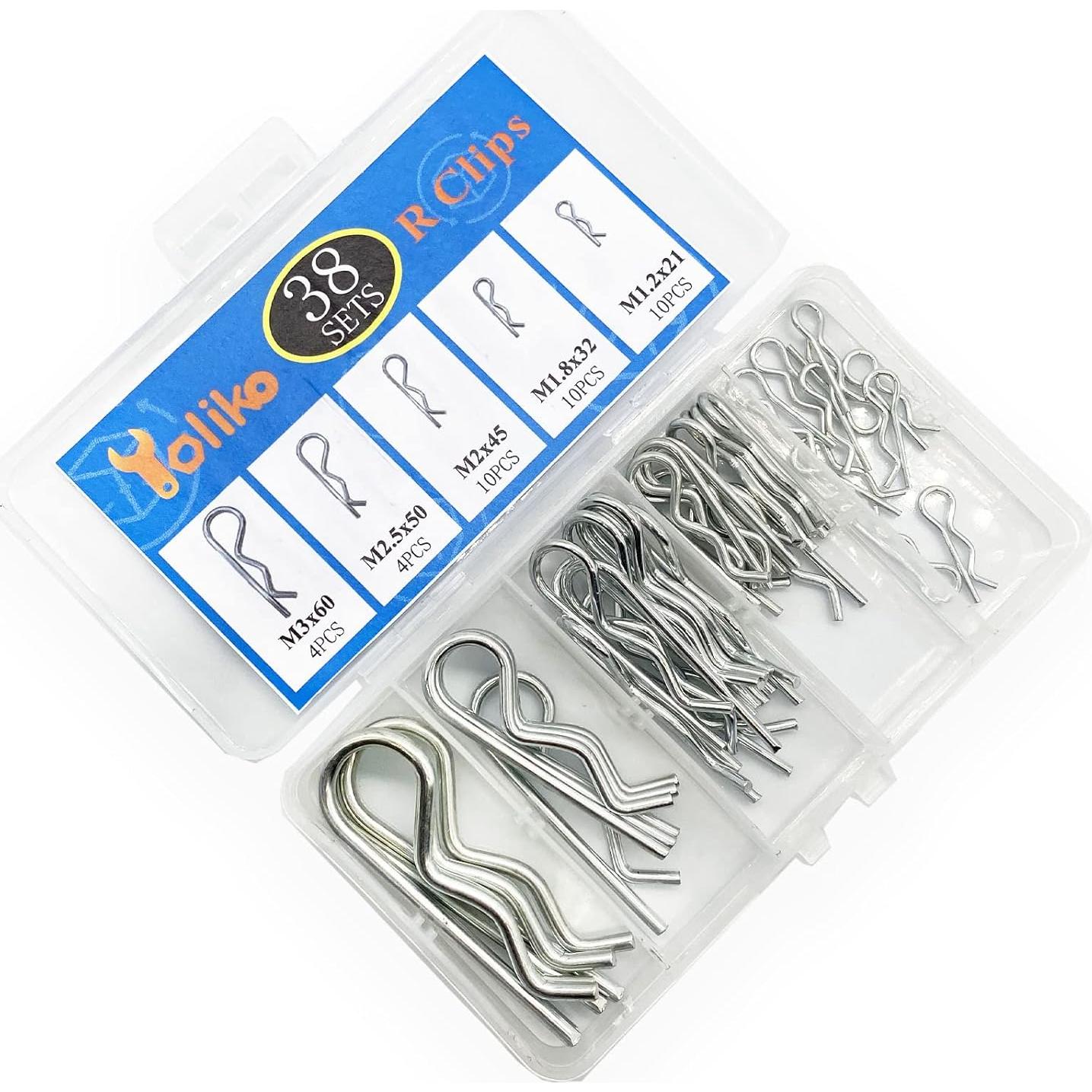 Juego de 38 Pasadores de Retención R Clips Yoliko - 5 Tamaños