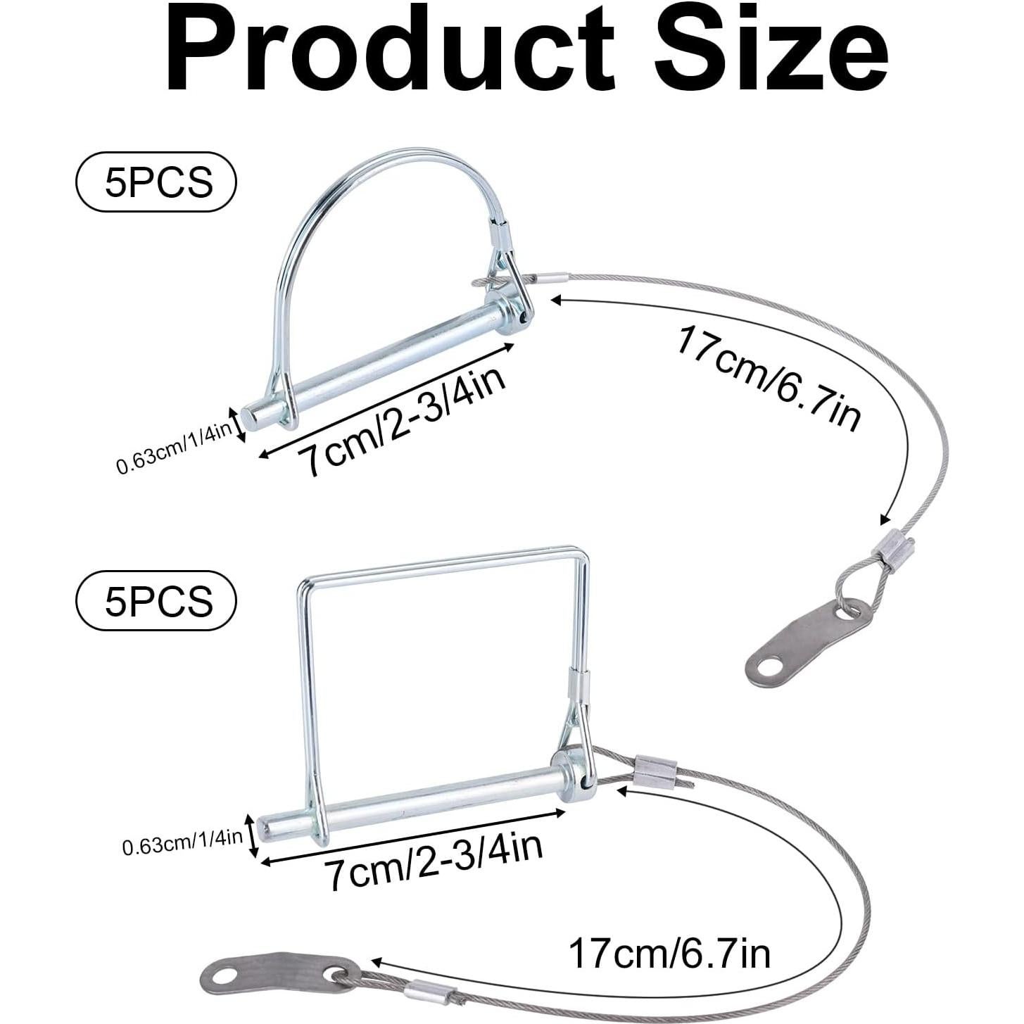 10 Pasadores de Acoplamiento Fukaisu 1/4" x 7cm con Anillo Rápido