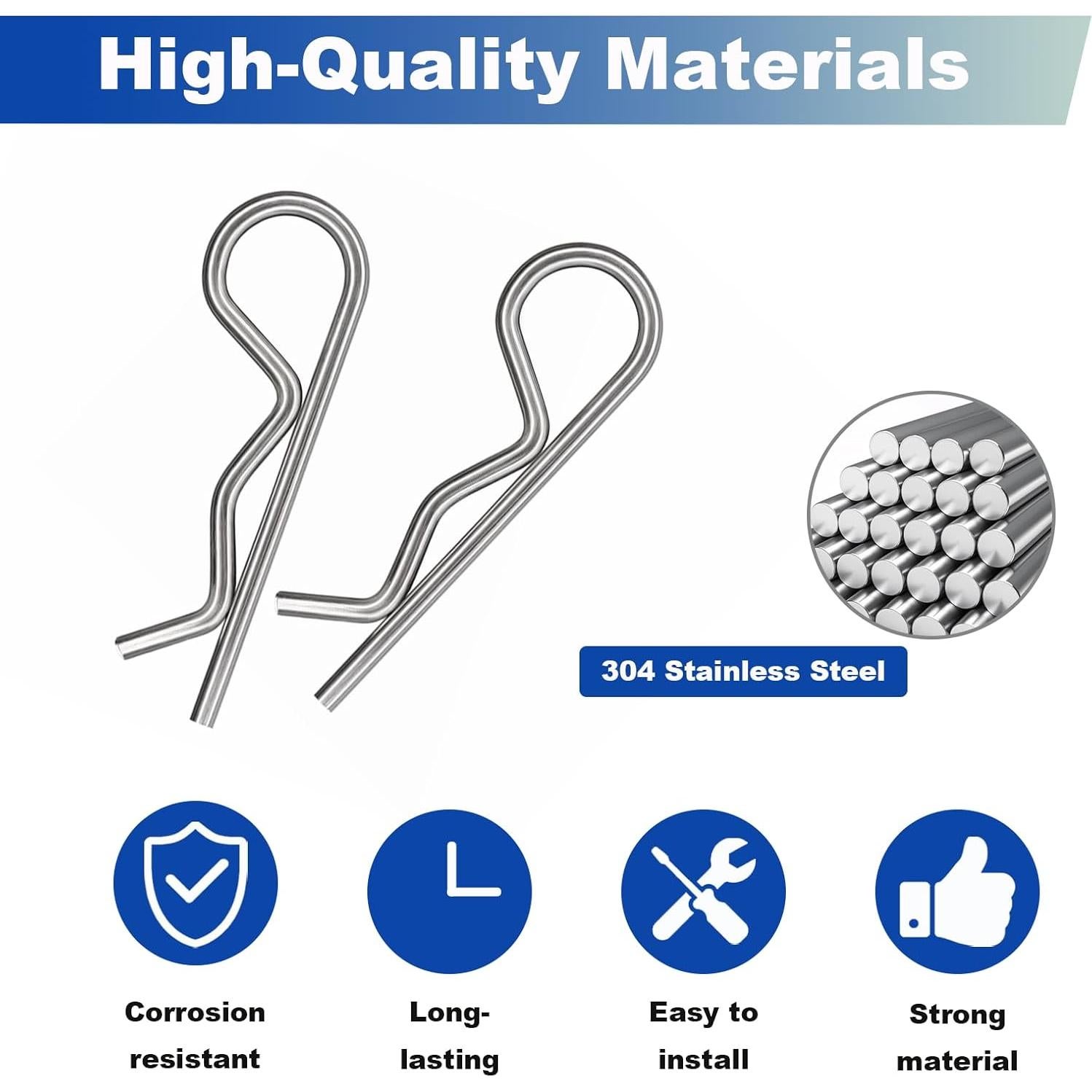 Pasadores de Cotter Jjssnower 3.5x75 mm - 8 Piezas de Acero Inoxidable