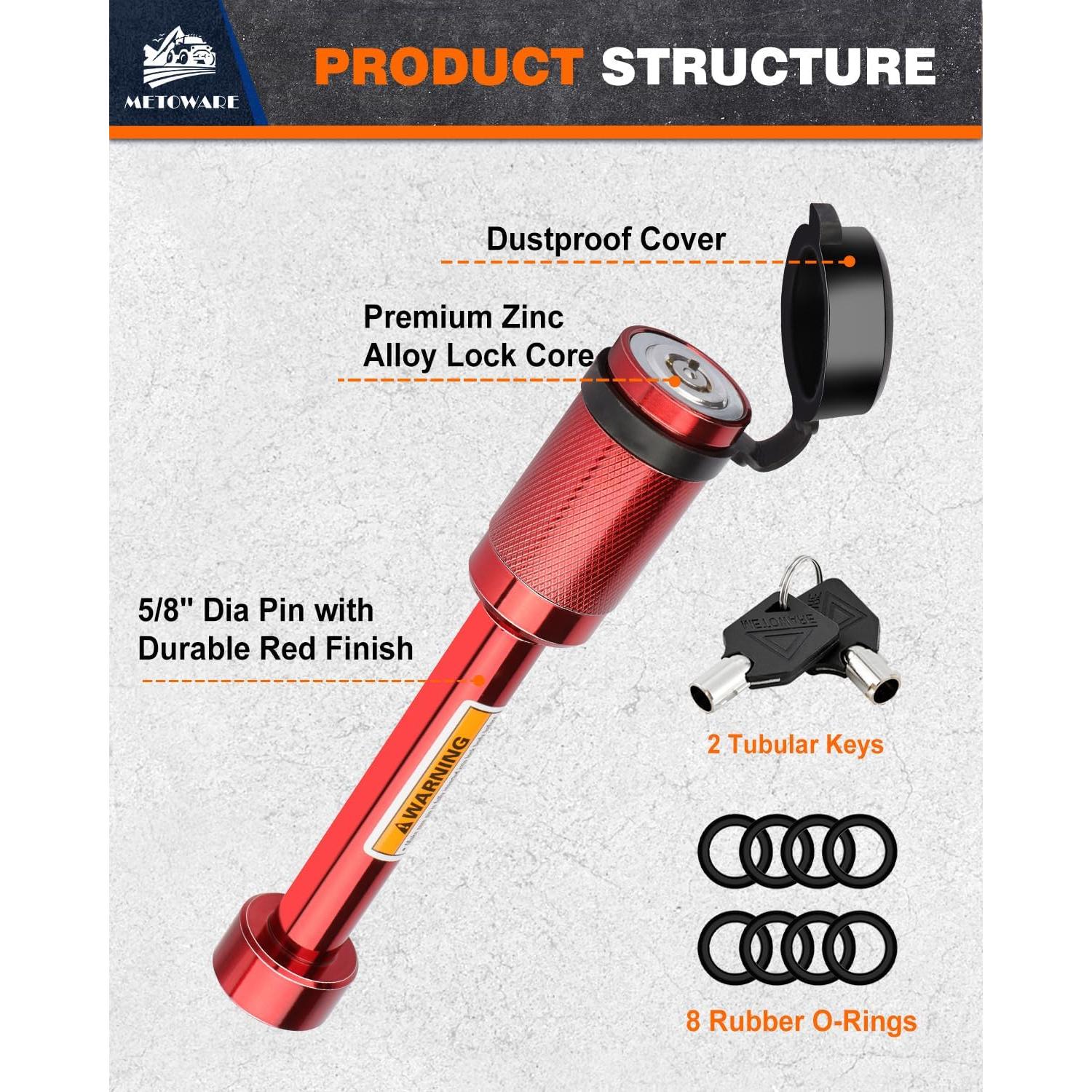 Cerradura de Enganche METOWARE para Remolque 2" y 2-1/2"