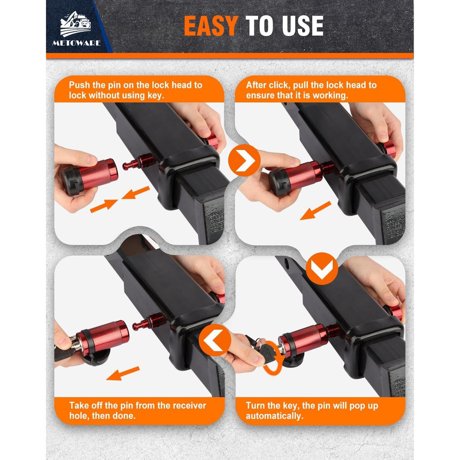 Cerradura de Enganche METOWARE para Remolque 2" y 2-1/2"