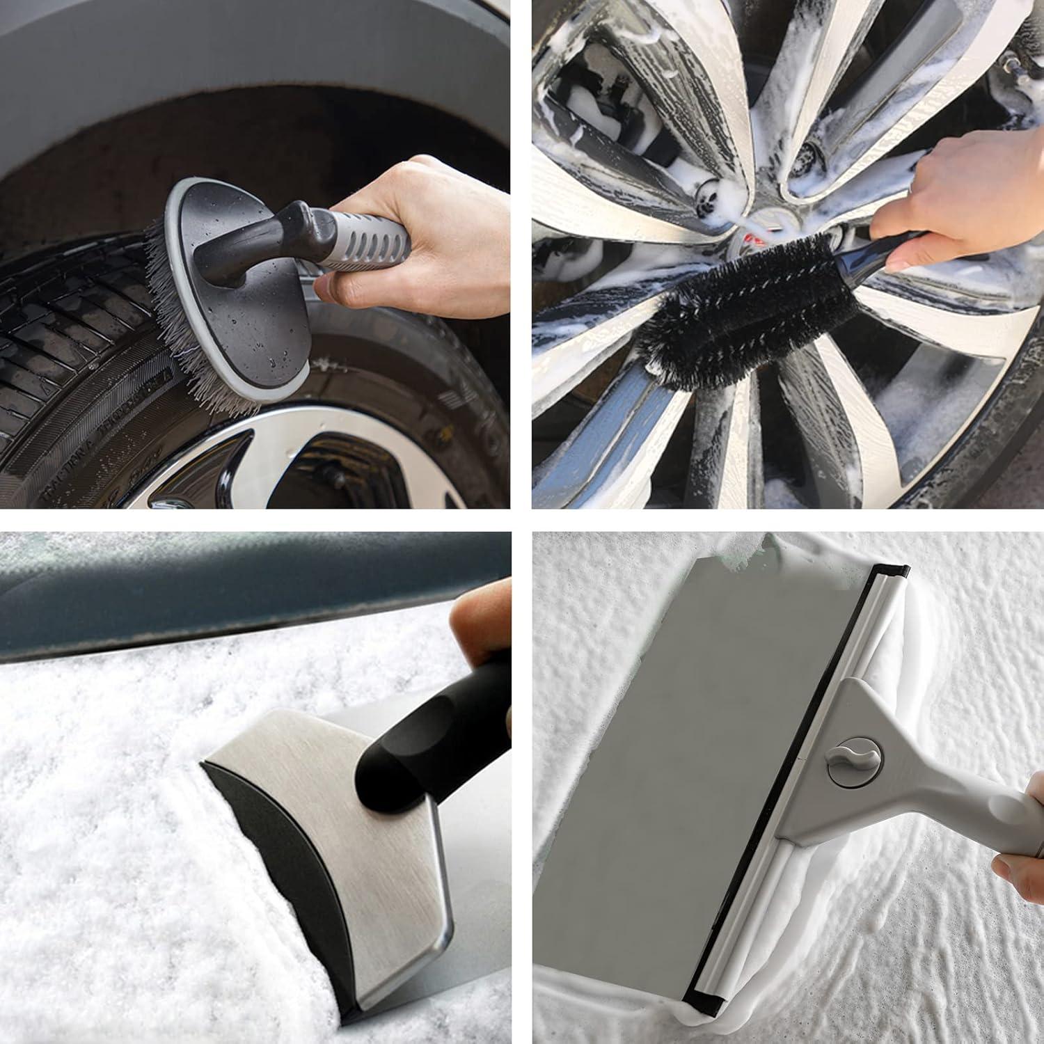 Kit de Limpieza de Coche AUTODECO 30 Piezas con Cubo Plegable