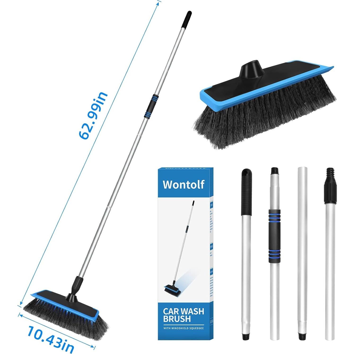 Kit de Lavado de Autos Wontolf 5 Piezas Azul con Cepillo y Mitón