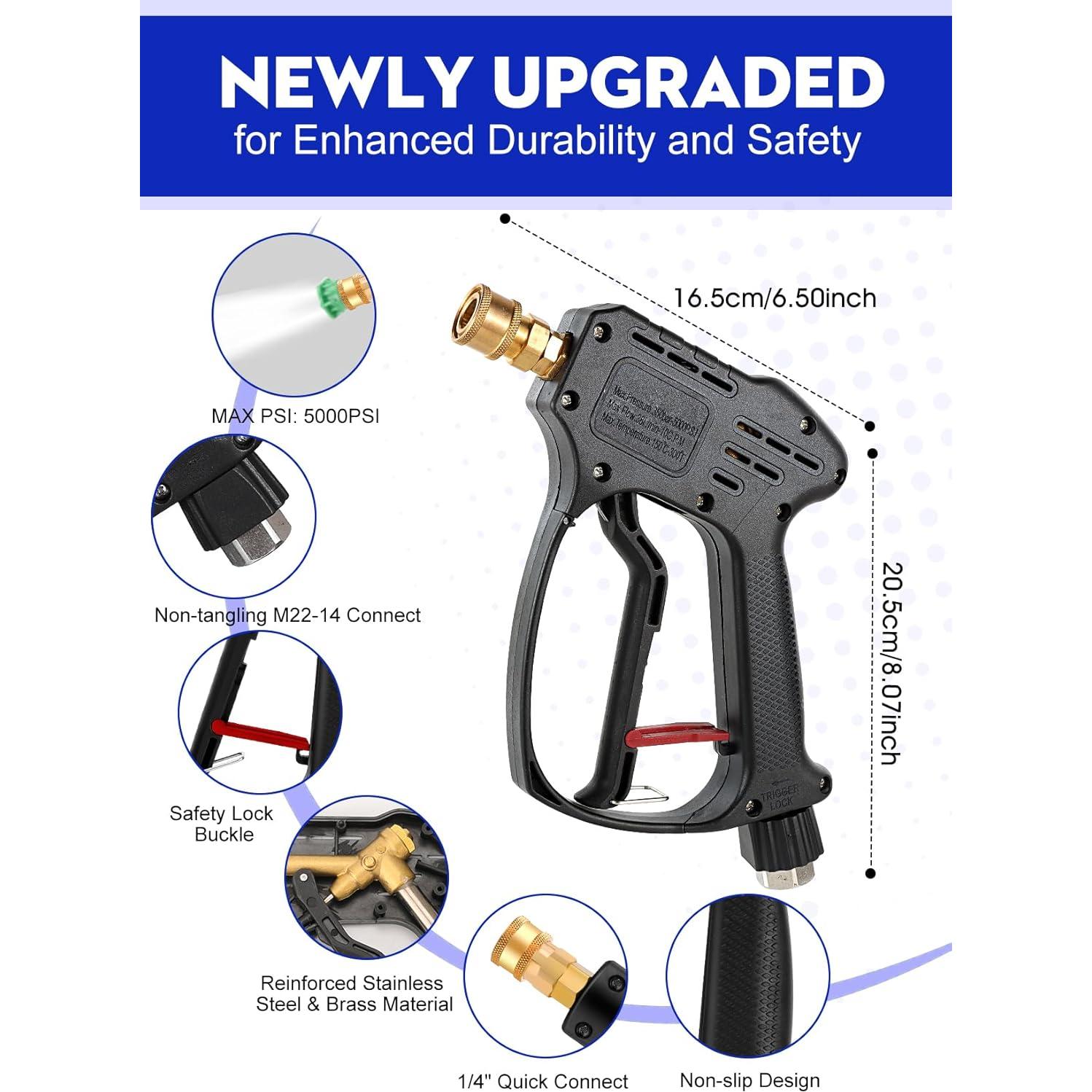 Pistola de Lavado a Presión BULBOUSROSE 5000 PSI con 5 Boquillas