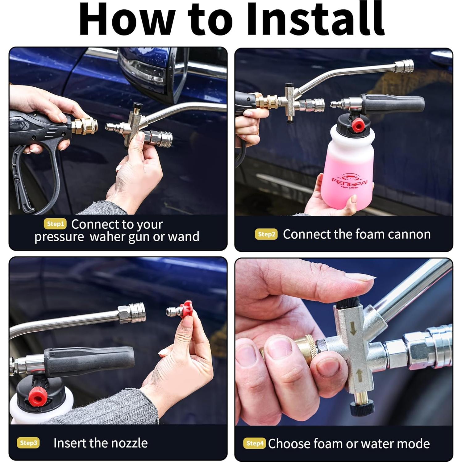 FENG PAI Kit de Cañón de Espuma 3-en-1 con Pistola 1L 4000 PSI