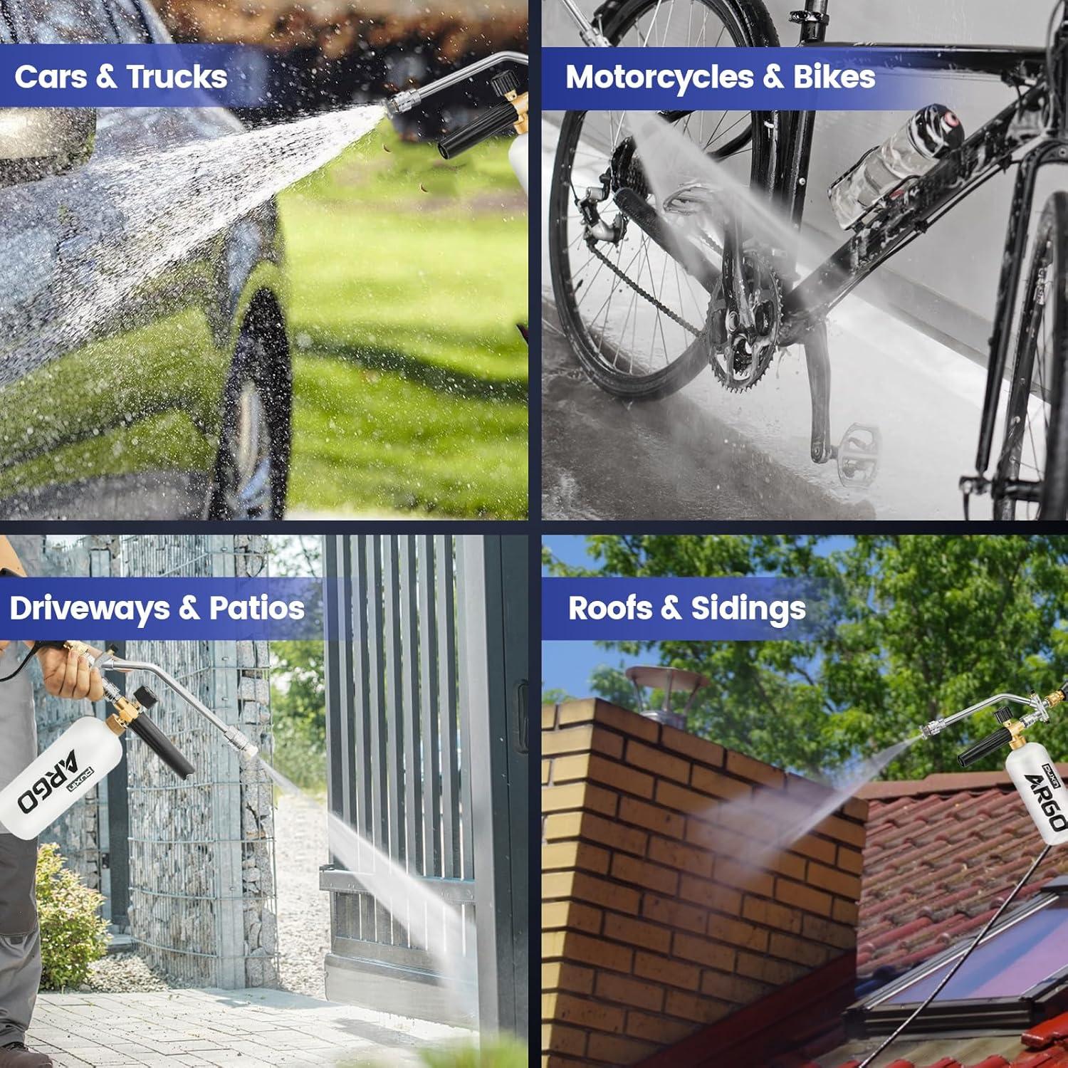 Foam Cannon for Pressure Washer, Stubby Gun with Dual Connector (M22-15mm Adapter + Wash Mitt), 5 Nozzles Car Wash Foam Blaster, 1/4" Quick Connect for Auto/Home