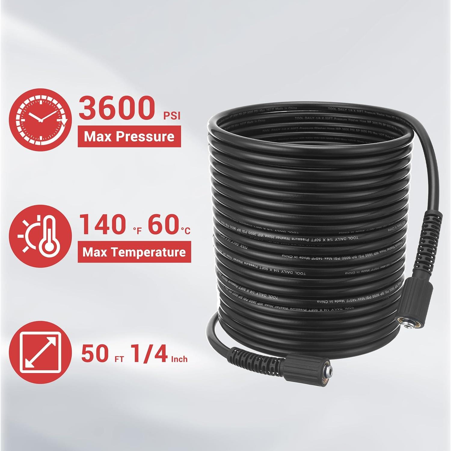 Kit de Lavadora a Presión Tool Daily 15,24 m, 5 Boquillas, M22-14