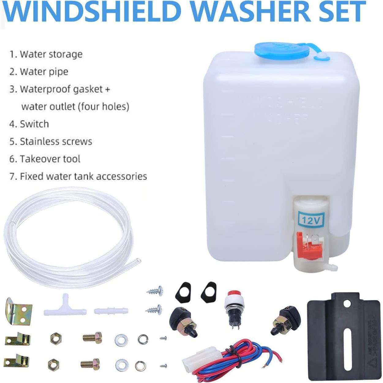 Kit de lavado de parabrisas Wadoy 12V con bomba y accesorios