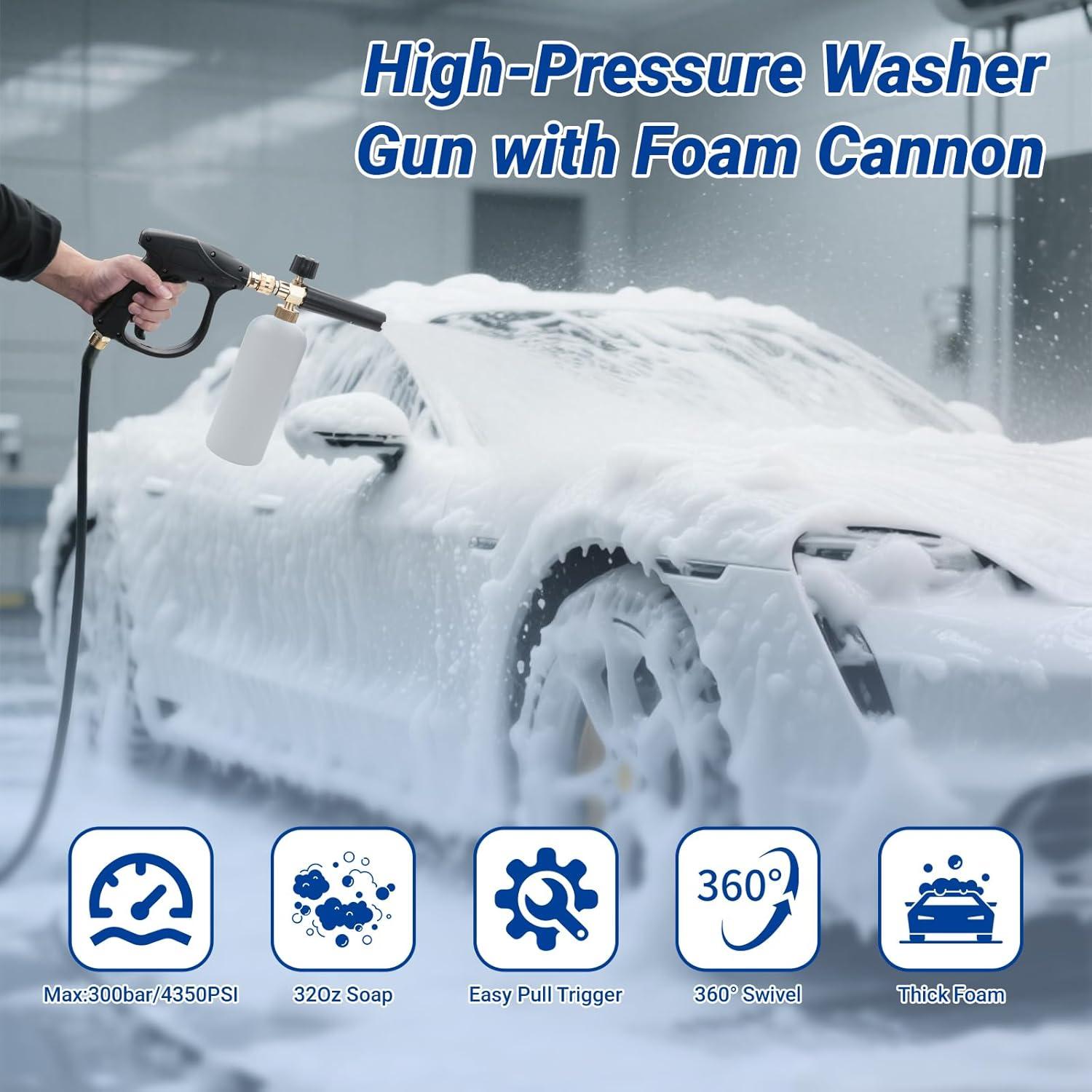 Kit de Lavado a Presión HOONGKAI 3000 PSI con Caño de Espuma