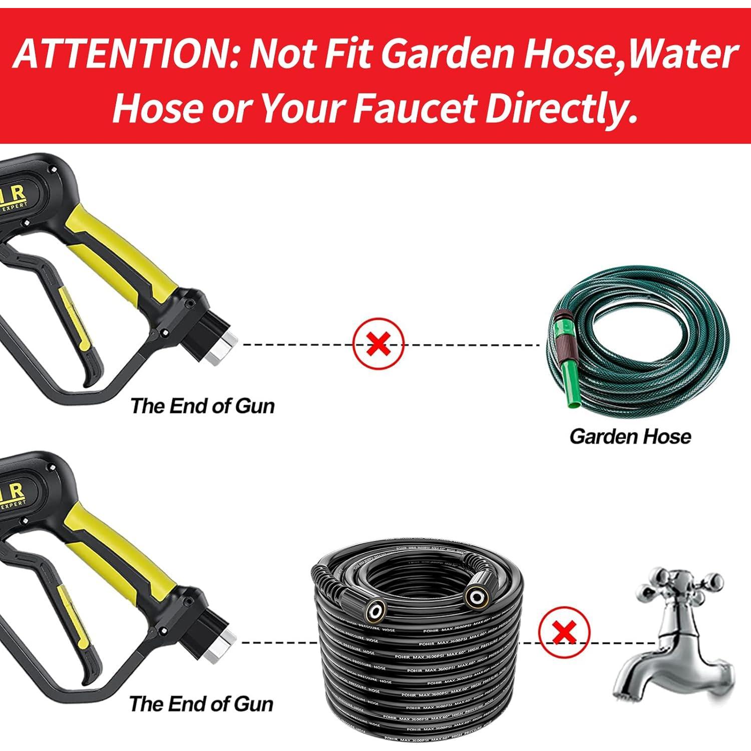 POHIR Pressure Washer Gun and 50FT Hose Kit, 3600 PSI Power Washer Gun Comes With 15in Extension Wand Parts 7 Nozzle Tips Quick Connect Set For Home Cleaning and Car Washing