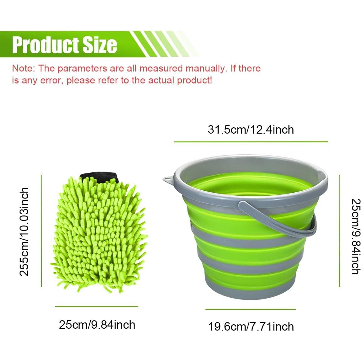 Kit de Limpieza de Auto UHANBUT 10L Cubeta Plegable + Mitón