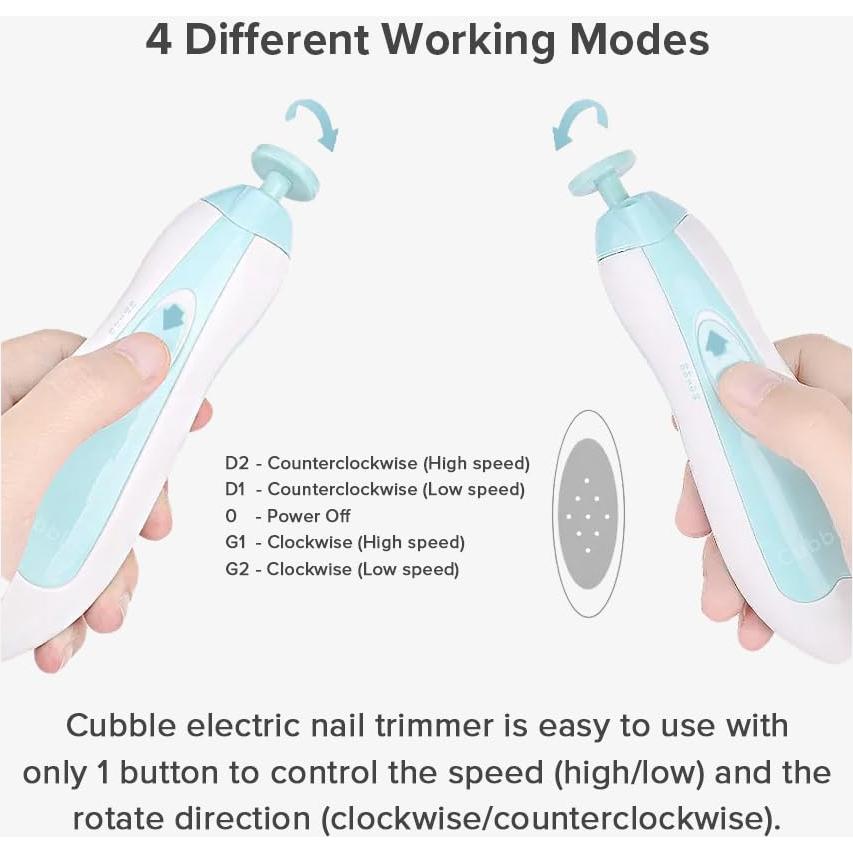 Cortador de Uñas Eléctrico Cubble Rosa con 6 Almohadillas