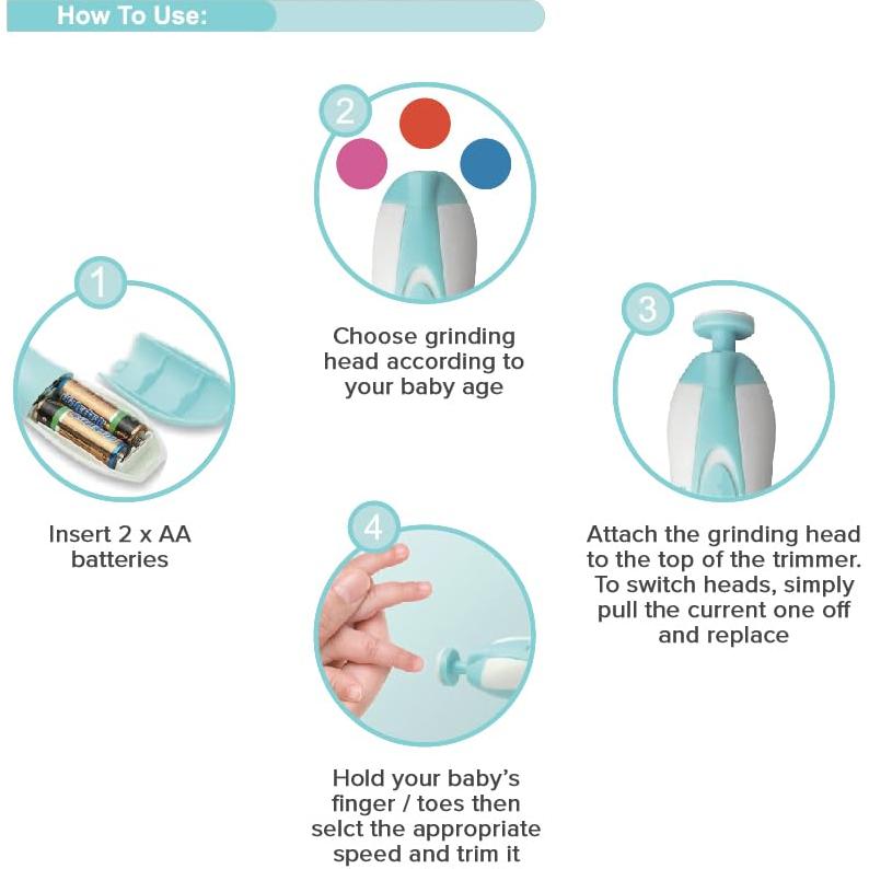 Cortador de Uñas Eléctrico Cubble Rosa con 6 Almohadillas