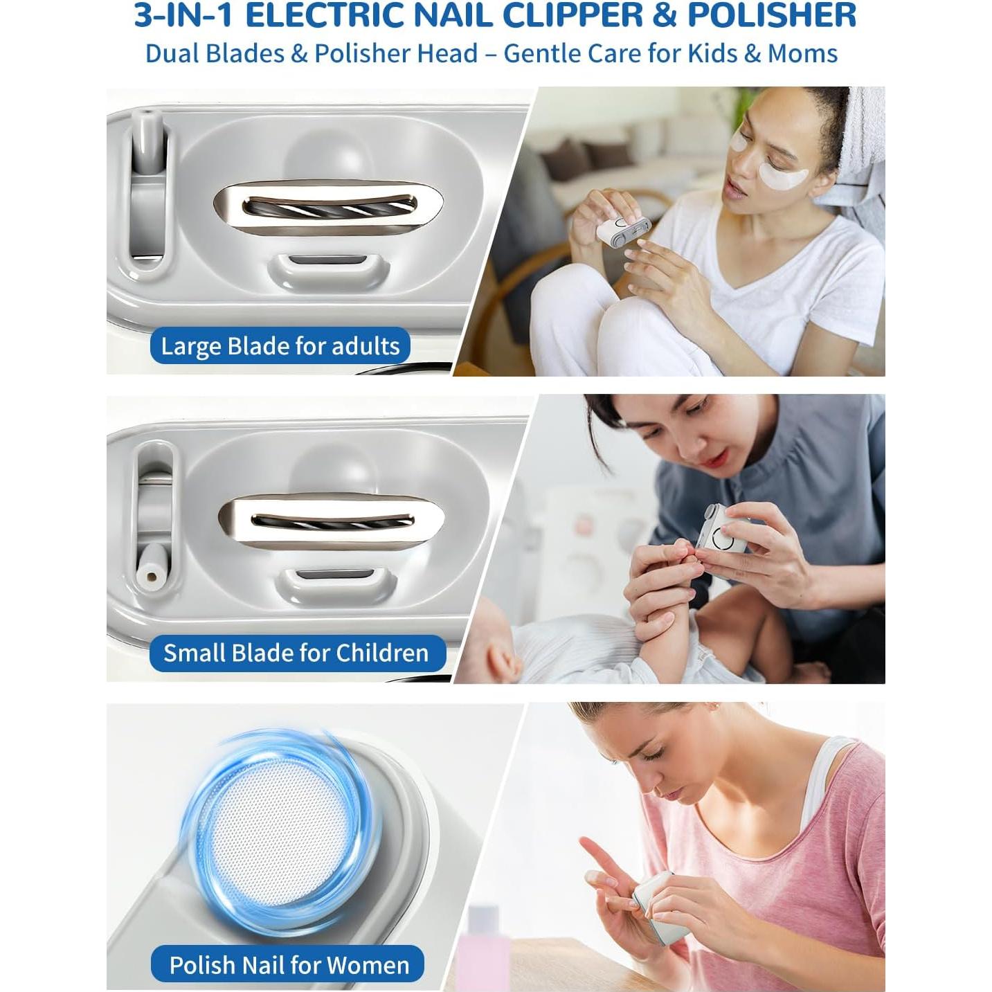 Cortador de Uñas Eléctrico ONEDONE 3-en-1 Recargable para Bebés