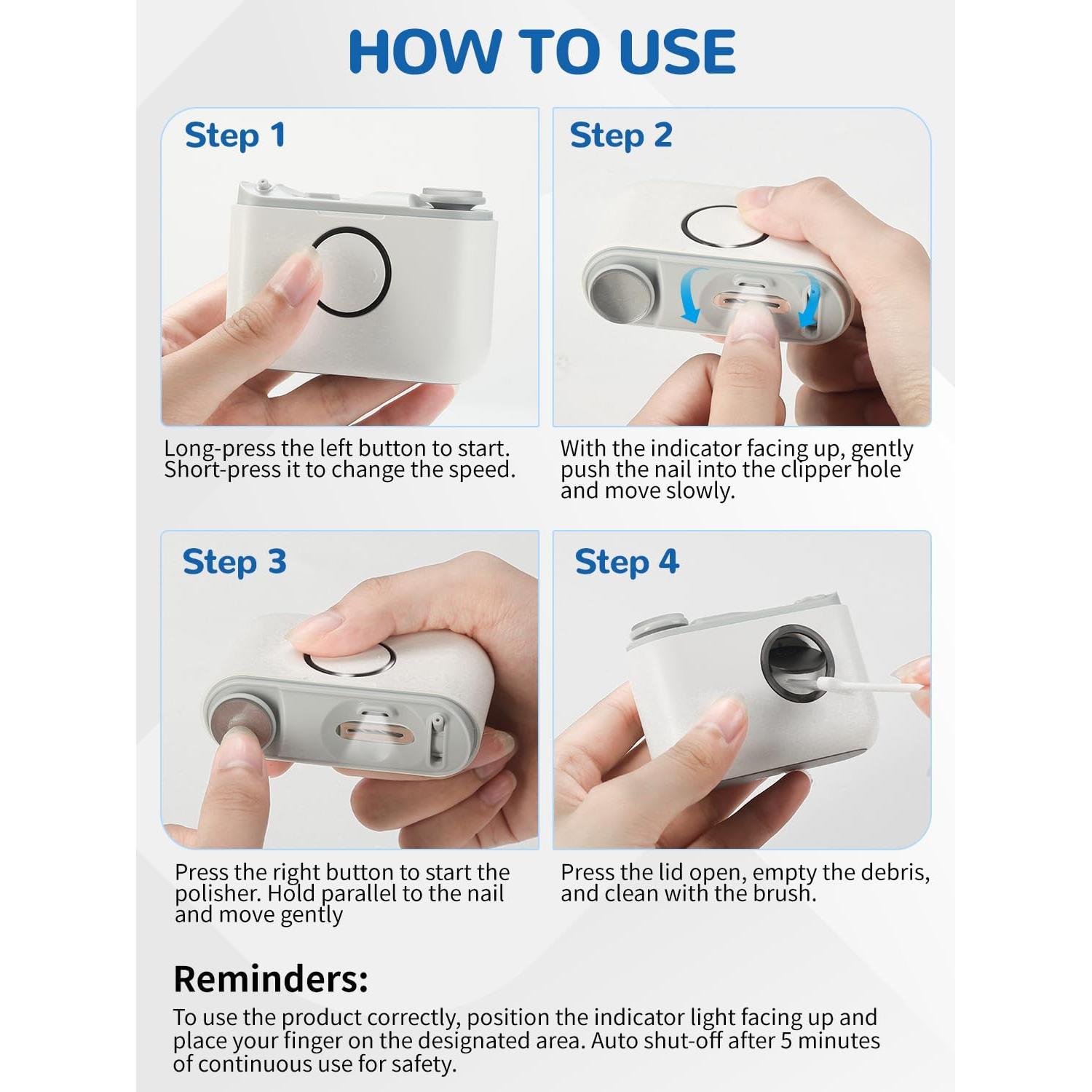 Cortador de Uñas Eléctrico ONEDONE 3-en-1 Recargable para Bebés