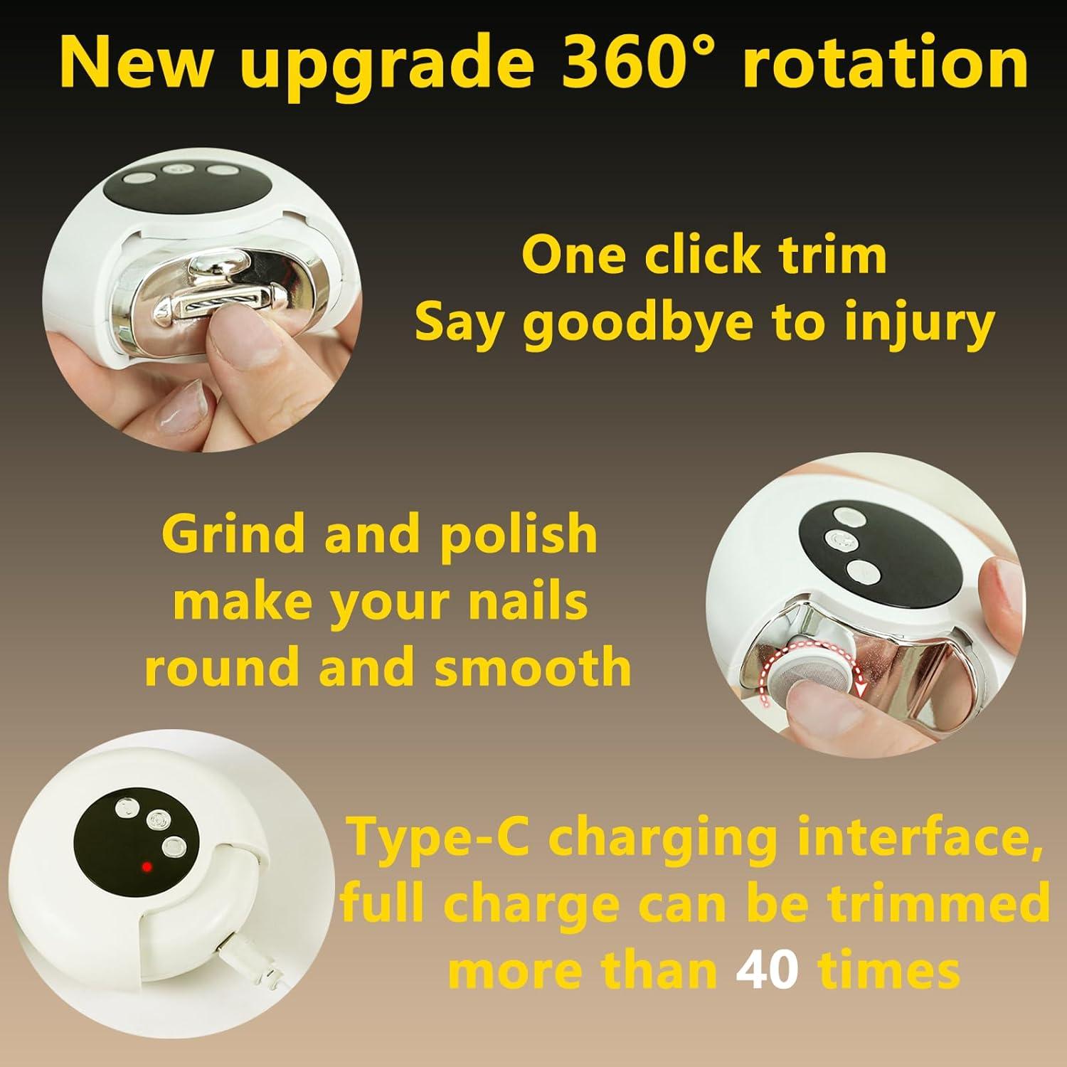 Cortauñas Automático LED VRSCPUMG Recargable 360° Bebés y Adultos