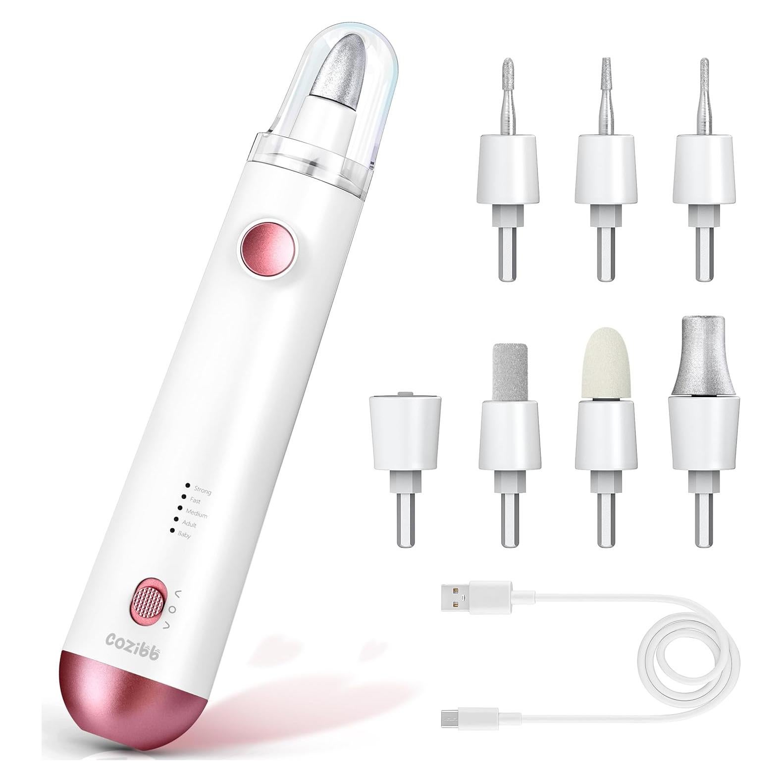 Taladro de Uñas Eléctrico CoziBB 8-en-1 Recargable con Luz LED