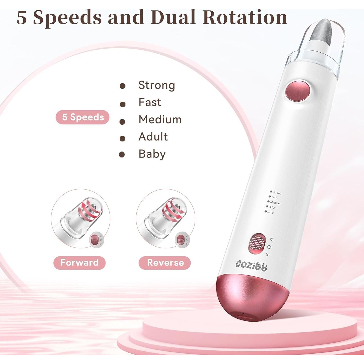 Taladro de Uñas Eléctrico CoziBB 8-en-1 Recargable con Luz LED