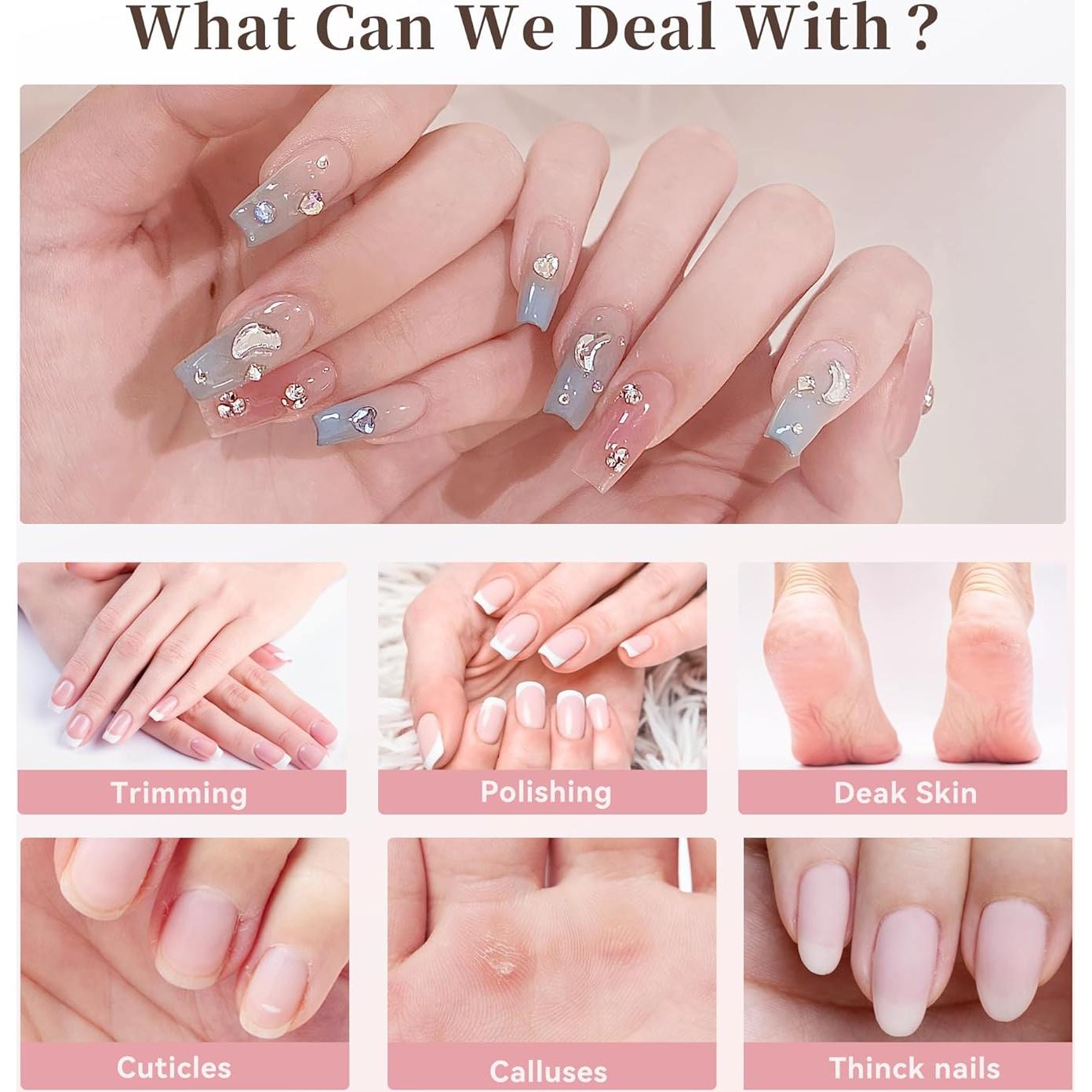 Taladro de Uñas Eléctrico CoziBB 8-en-1 Recargable con Luz LED