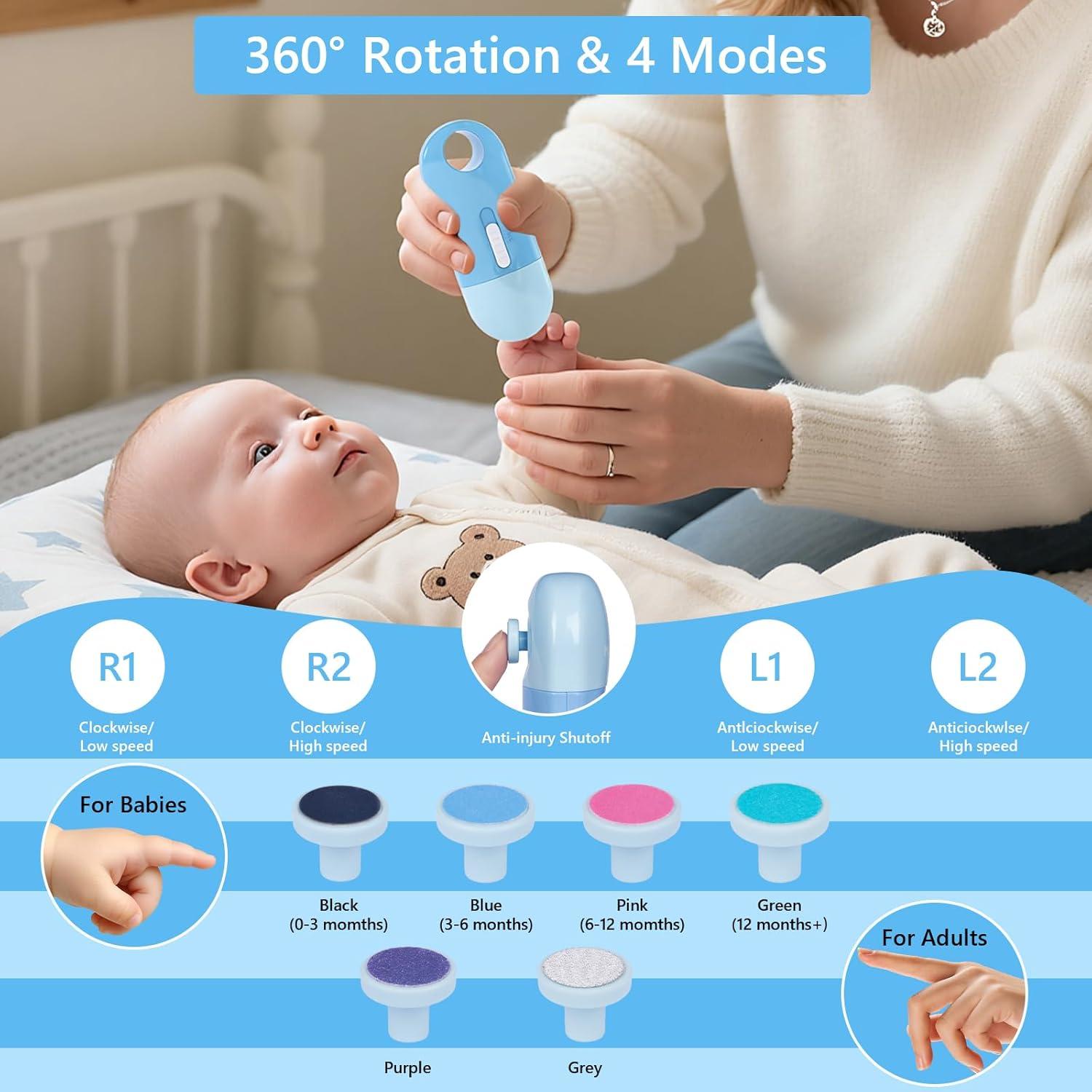 Kit de Cuidado de Uñas Eléctrico Momfree 4-en-1 para Bebés