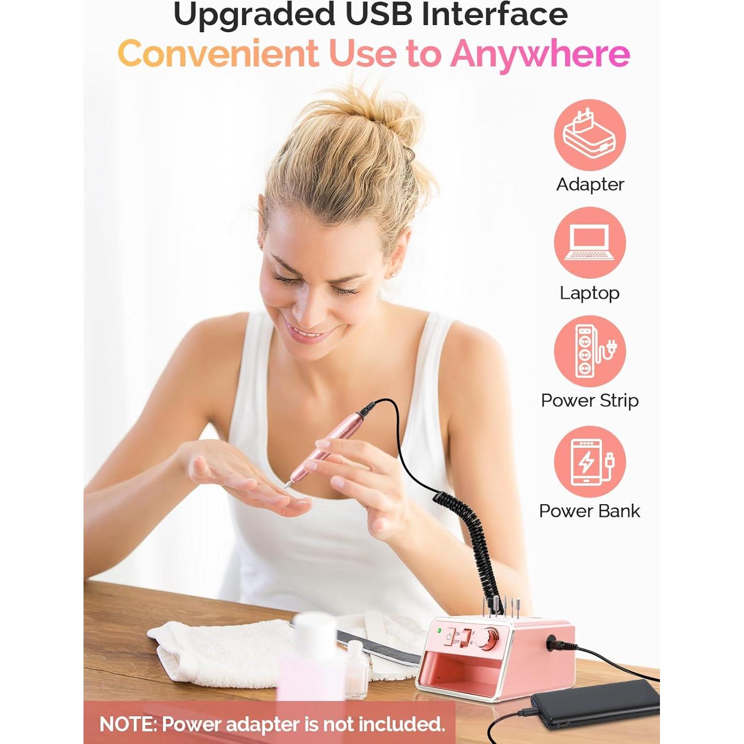 Taladro de Uñas Eléctrico Meitio Rosa Profesional 20000rpm