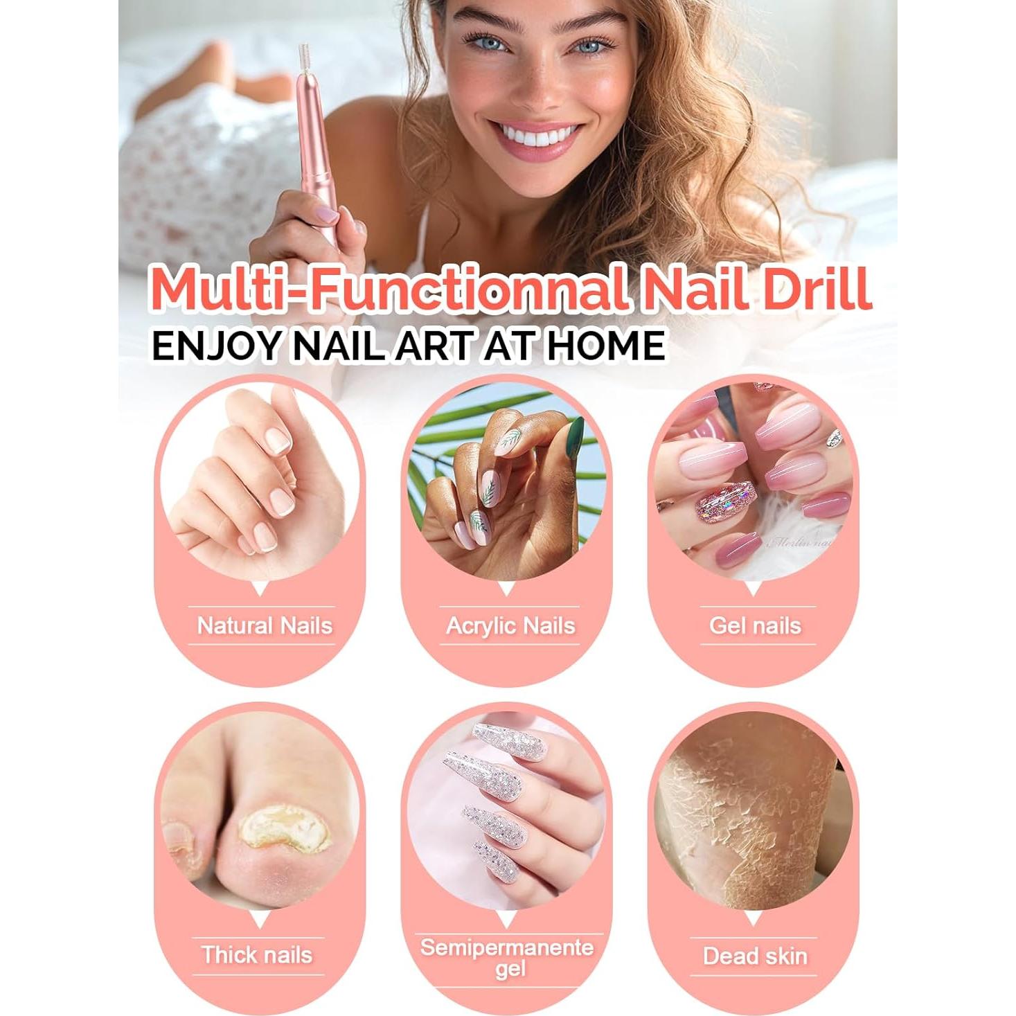 Taladro de Uñas Eléctrico Meitio Rosa Profesional 20000rpm