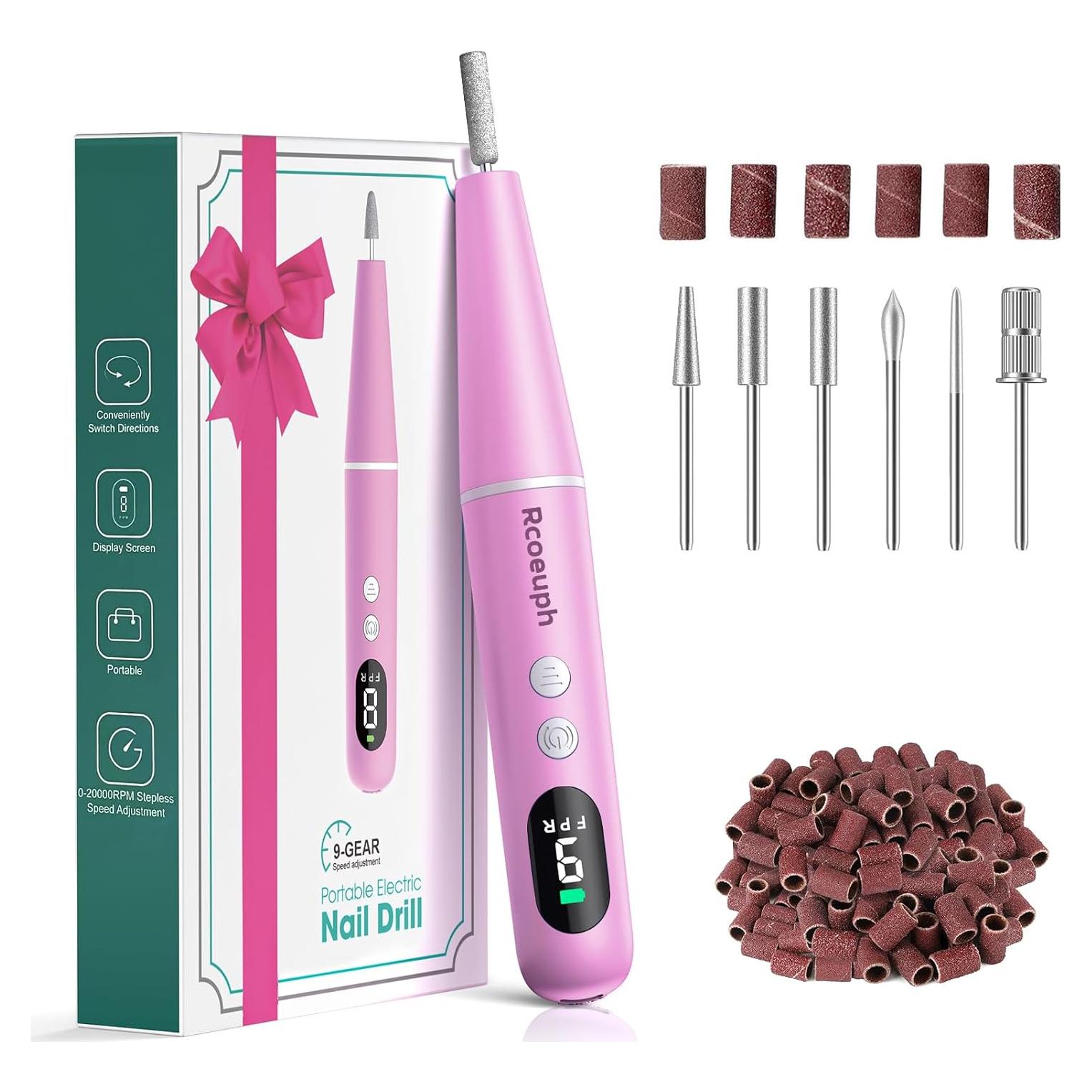 Kit de Taladro de Uñas Inalámbrico Rcoeuph - 9 Velocidades