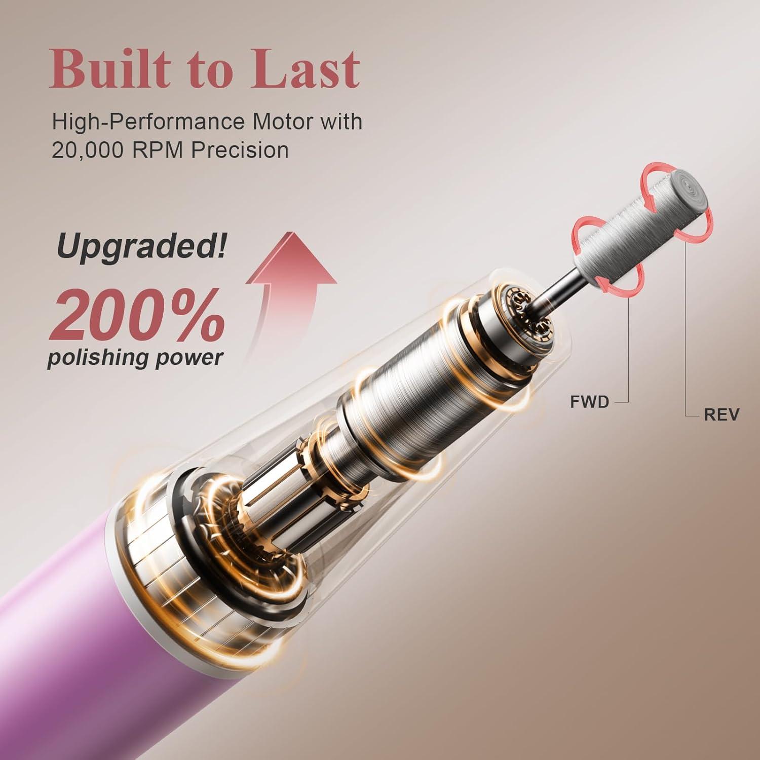 Kit de Taladro de Uñas Inalámbrico Rcoeuph - 9 Velocidades