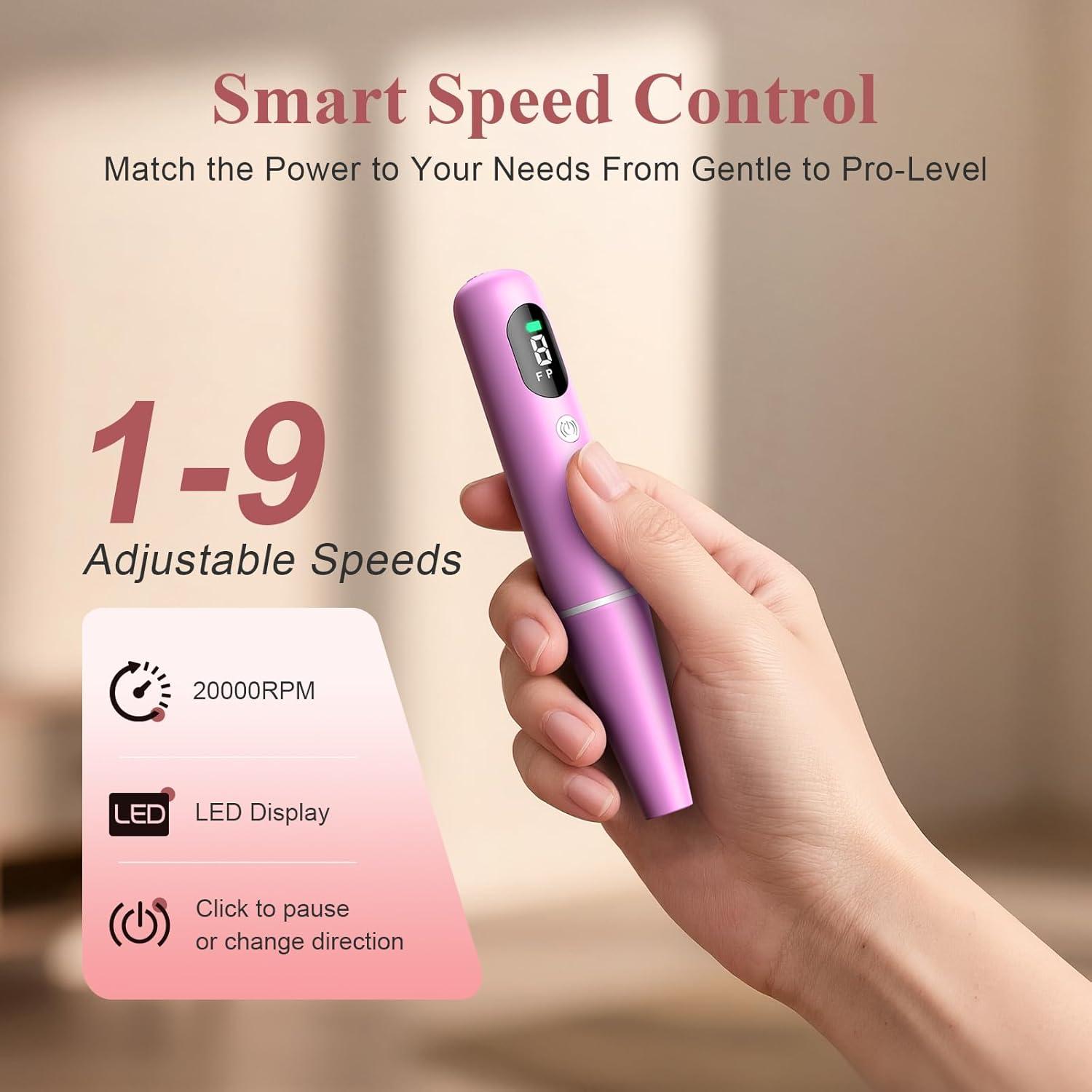 Kit de Taladro de Uñas Inalámbrico Rcoeuph - 9 Velocidades