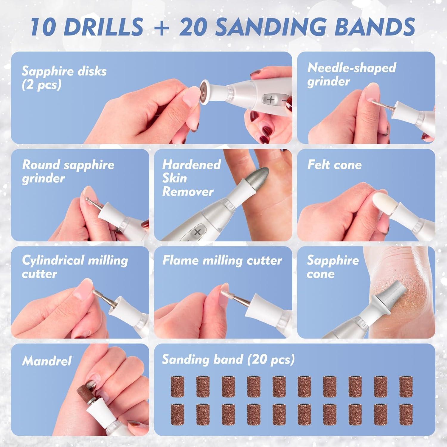 Taladro Eléctrico para Uñas BEAUTURAL con 10 Accesorios