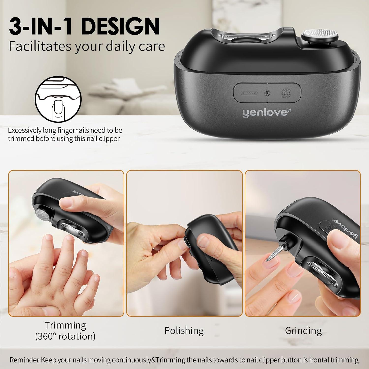 Cortador de Uñas Eléctrico YenLove M11 Recargable USB 2 Velocidades