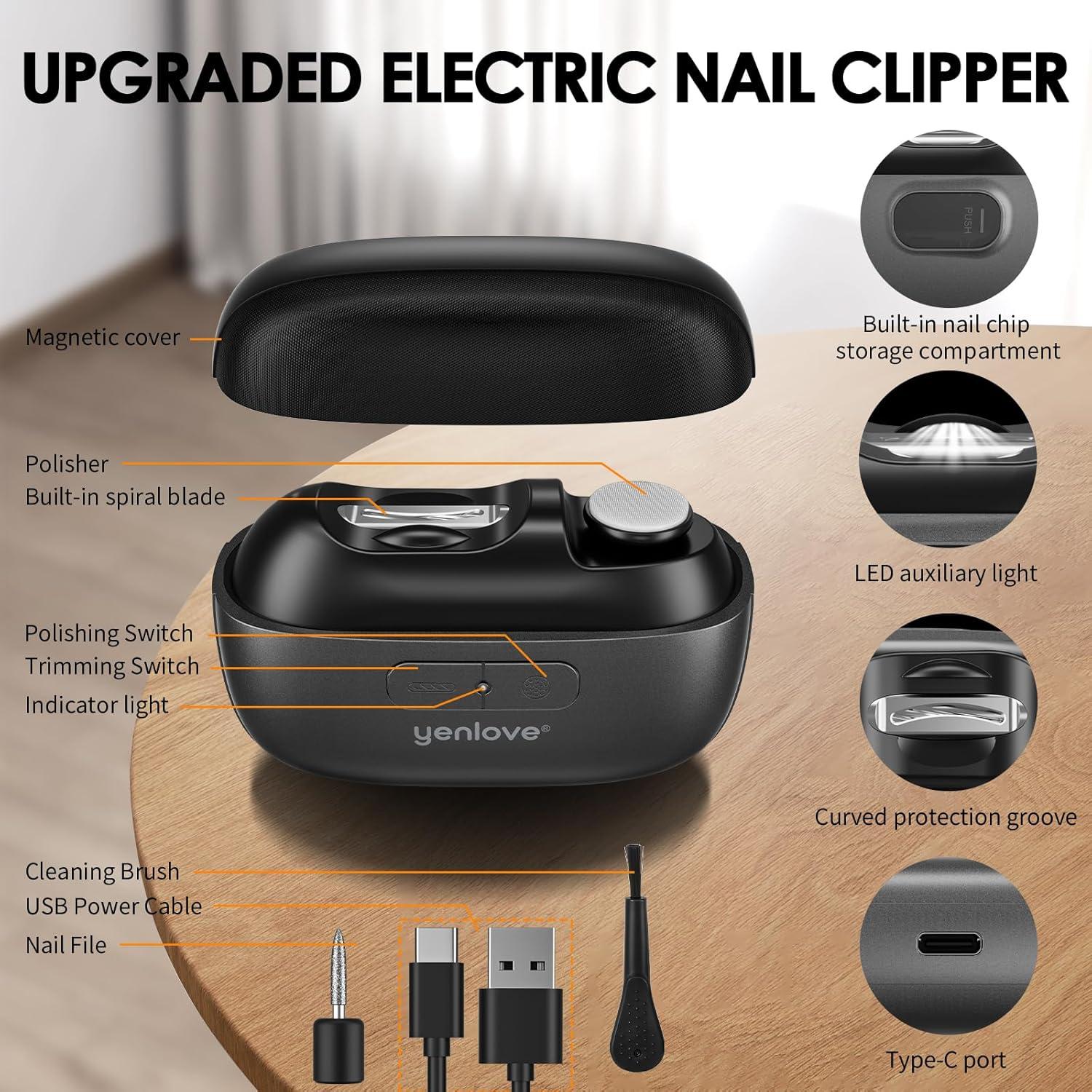 Cortador de Uñas Eléctrico YenLove M11 Recargable USB 2 Velocidades