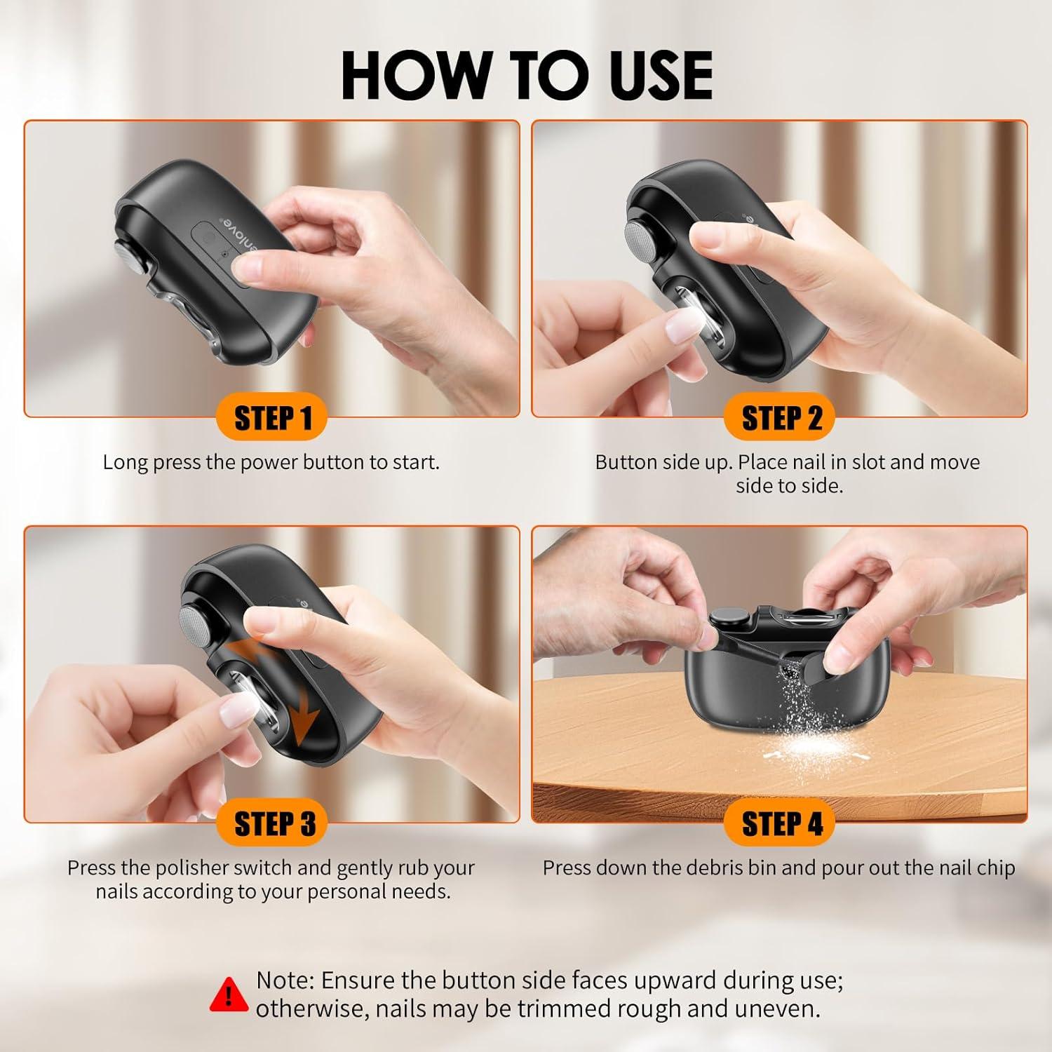 Cortador de Uñas Eléctrico YenLove M11 Recargable USB 2 Velocidades