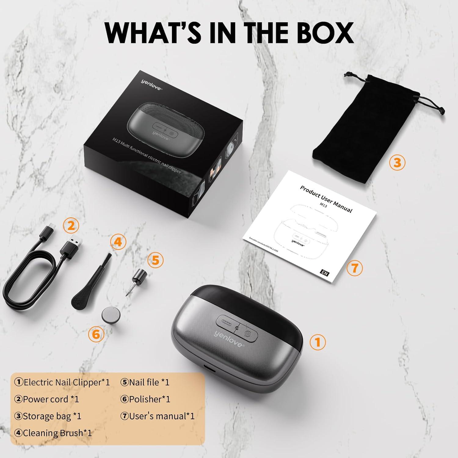 Cortador de Uñas Eléctrico YenLove M11 Recargable USB 2 Velocidades