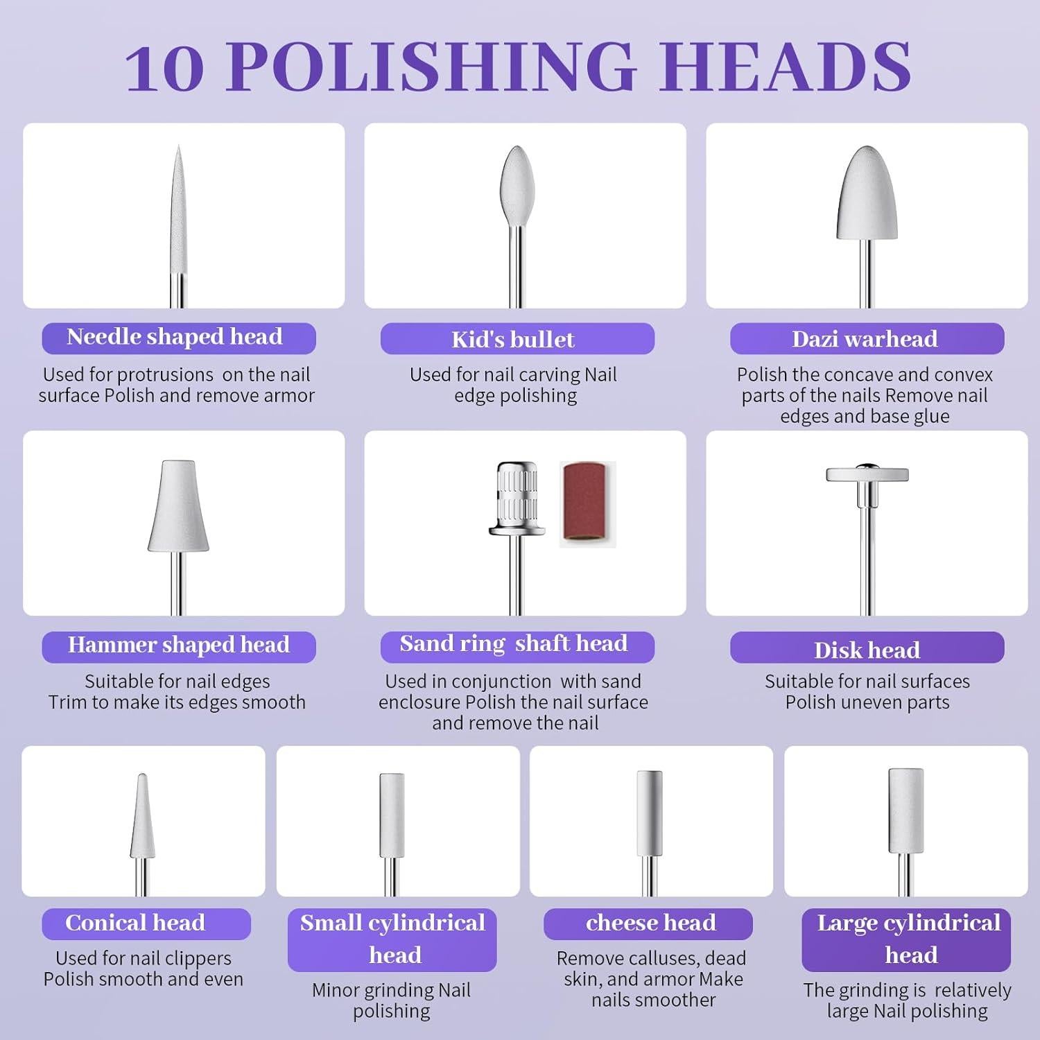 Kit de Manicura y Pedicura Aleanu - Taladro Inalámbrico 10 Velocidades