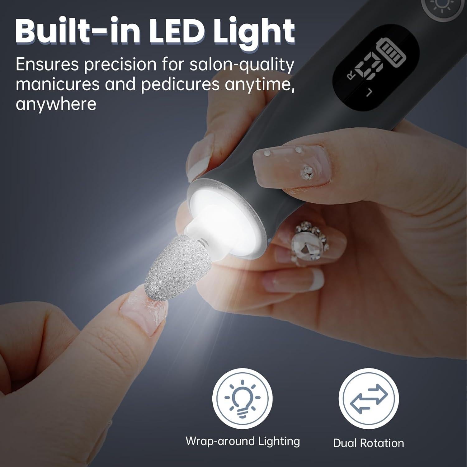 Taladro Eléctrico para Uñas VFD AOL05, Lima Recargable 2000 mAh