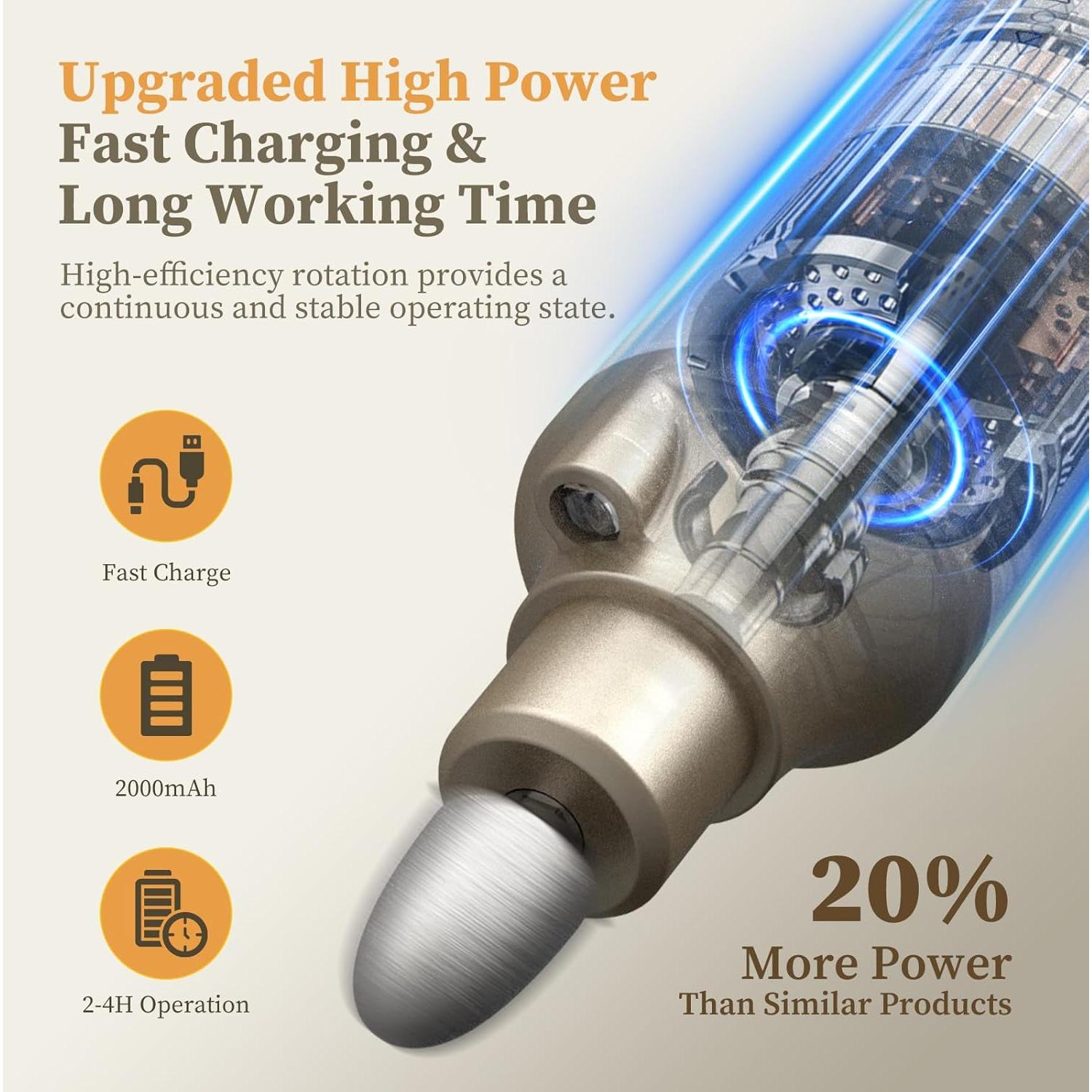 Taladro de Uñas Inalámbrico PELCAS 8 en 1 con Luz LED