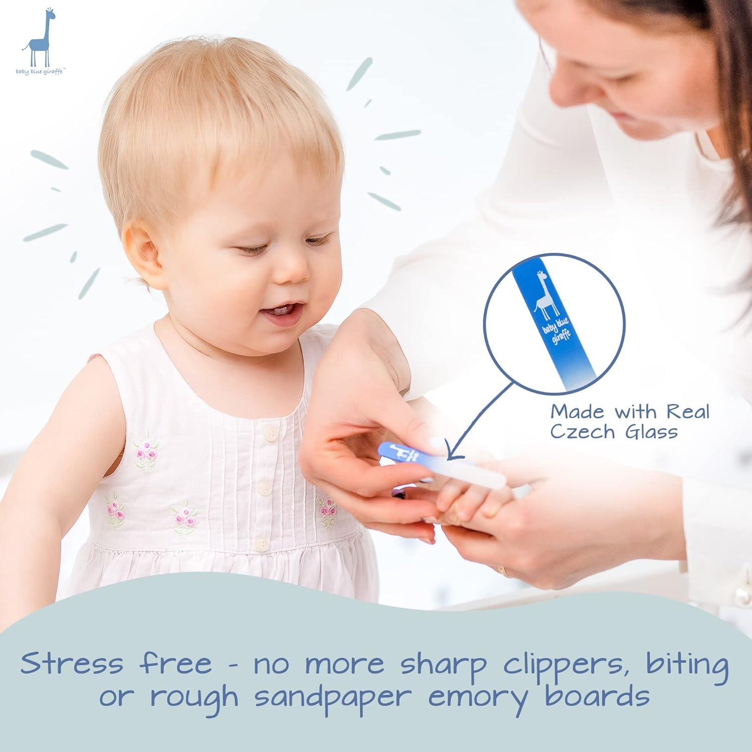 Lima de Uñas de Vidrio para Bebés Jirafa Azul - Extra Fino