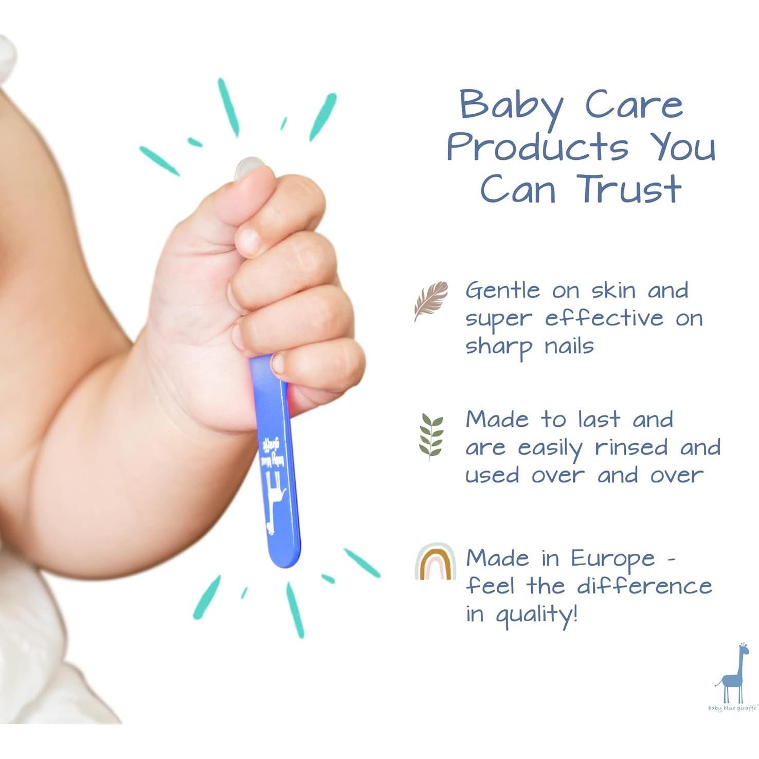 Lima de Uñas de Vidrio para Bebés Jirafa Azul - Extra Fino