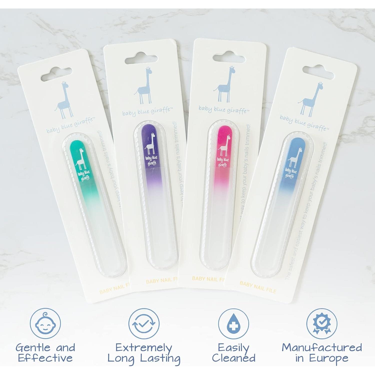 Lima de Uñas de Vidrio para Bebés Jirafa Azul - Extra Fino