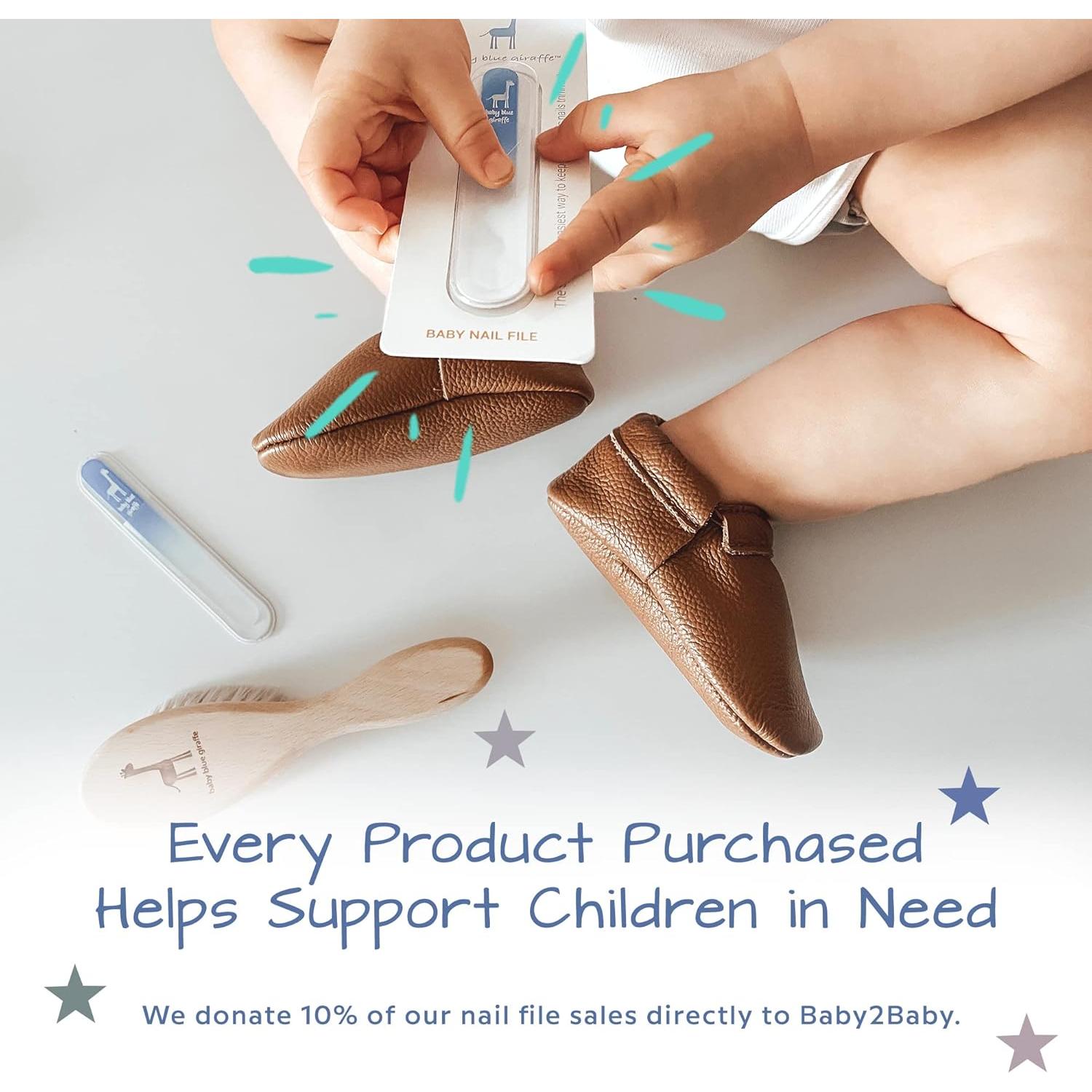 Lima de Uñas de Vidrio para Bebés Jirafa Azul - Extra Fino