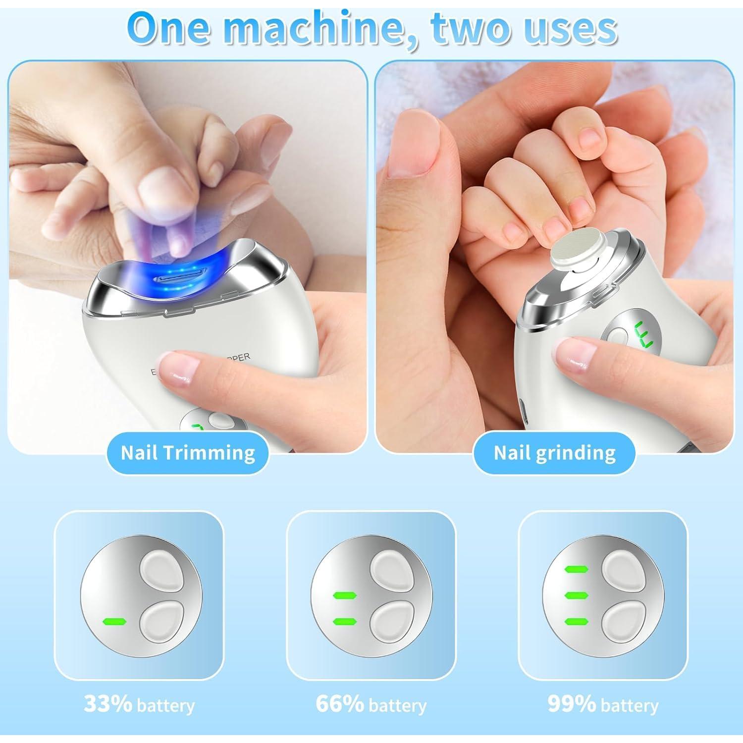 Cortador de Uñas Eléctrico VGVR 2-en-1 con Luz LED y 3 Velocidades