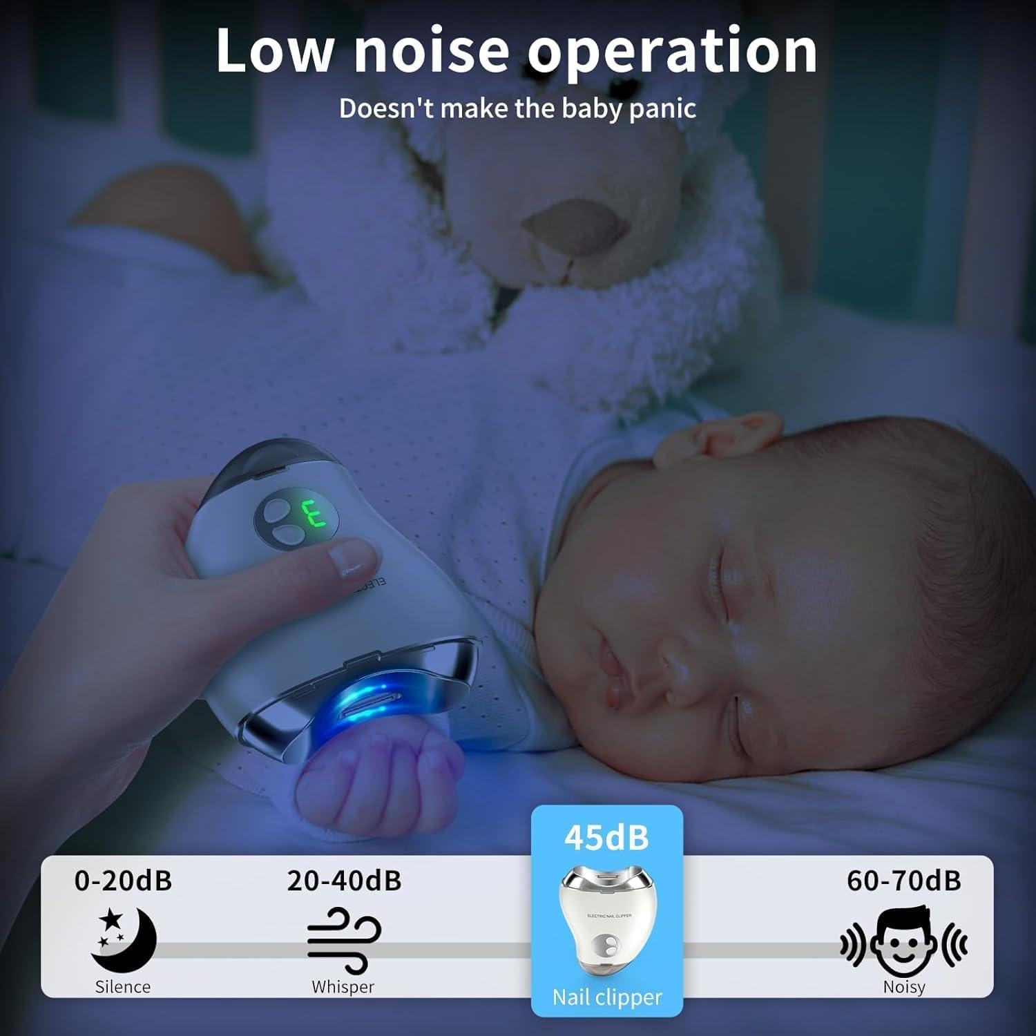 Cortador de Uñas Eléctrico VGVR 2-en-1 con Luz LED y 3 Velocidades