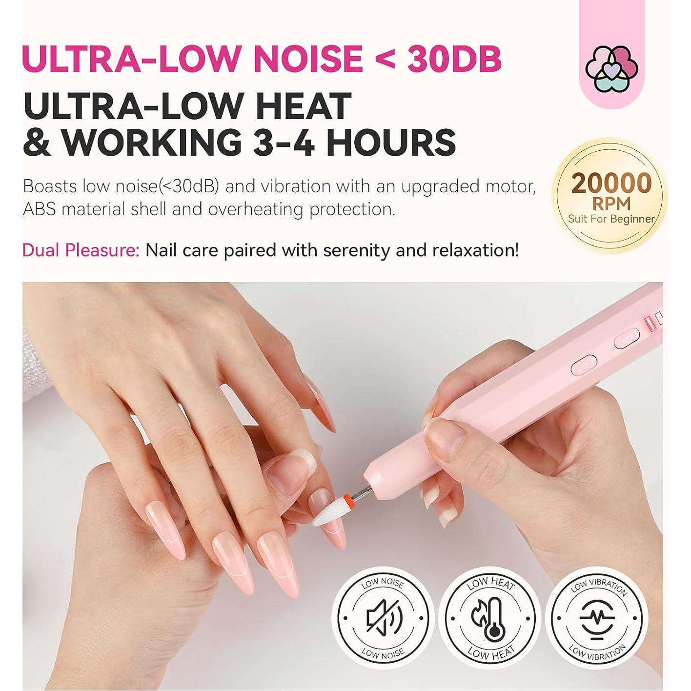 Taladro de Uñas Inalámbrico SAVILAND Rosa 20000RPM Recargable